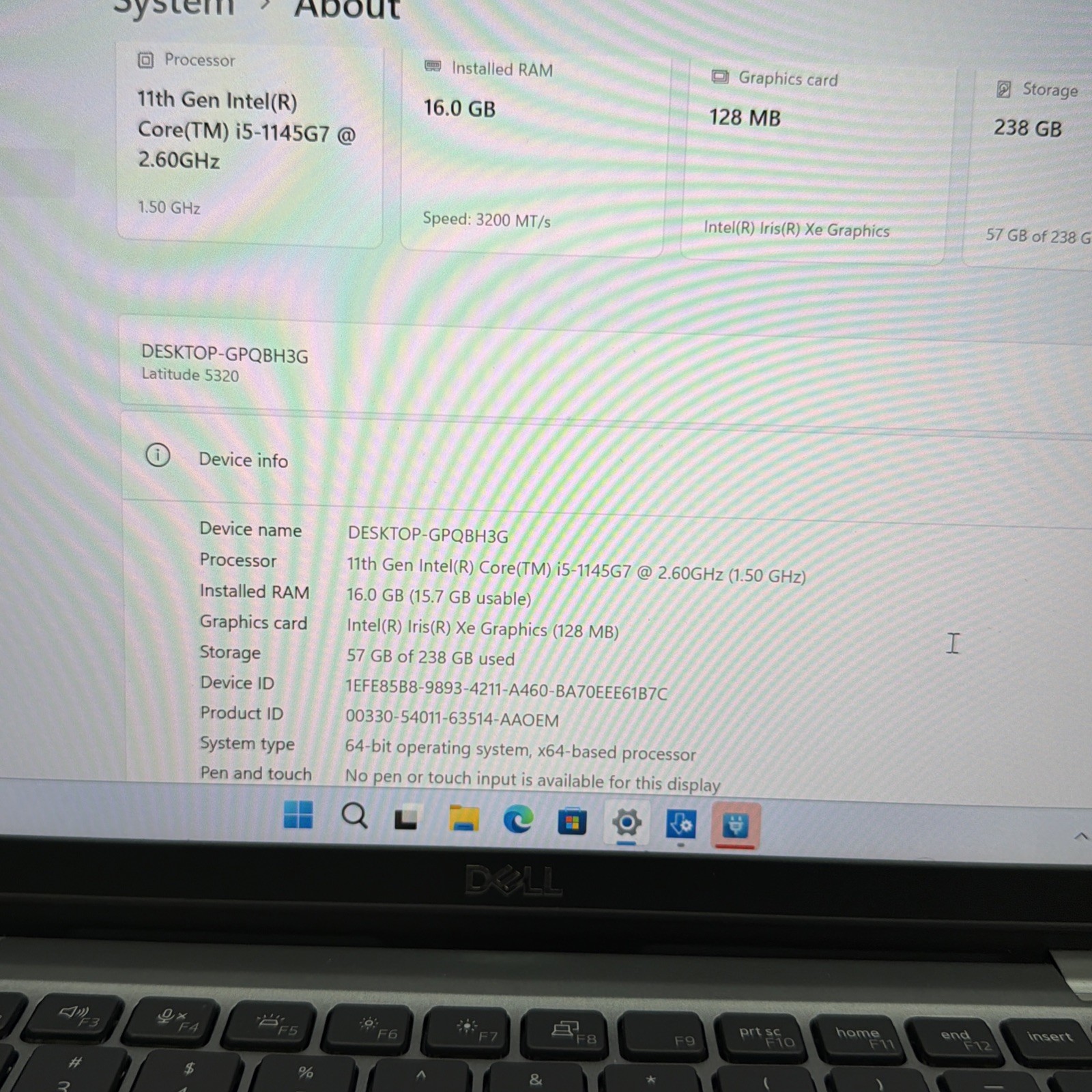 Dell Latitude 5320 13″ i5-1145G7 256GB SSD 16GB RAM 128GB Intel Iris Xe Graphics