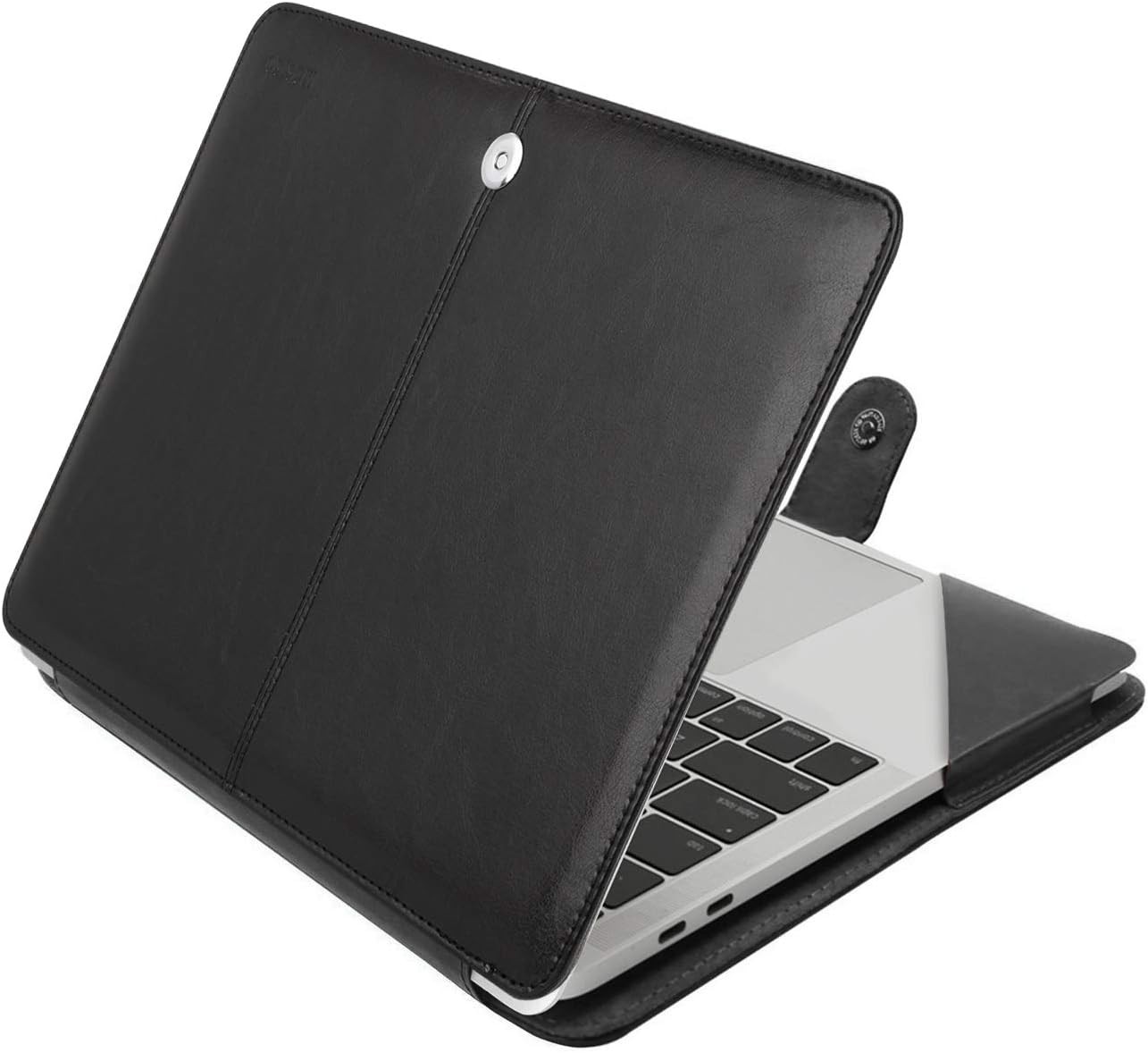MOSISO Black PU Leather Cover for MacBook Air 13.6″ M5 M4 M3 M2 2022-2026 /Pro 1