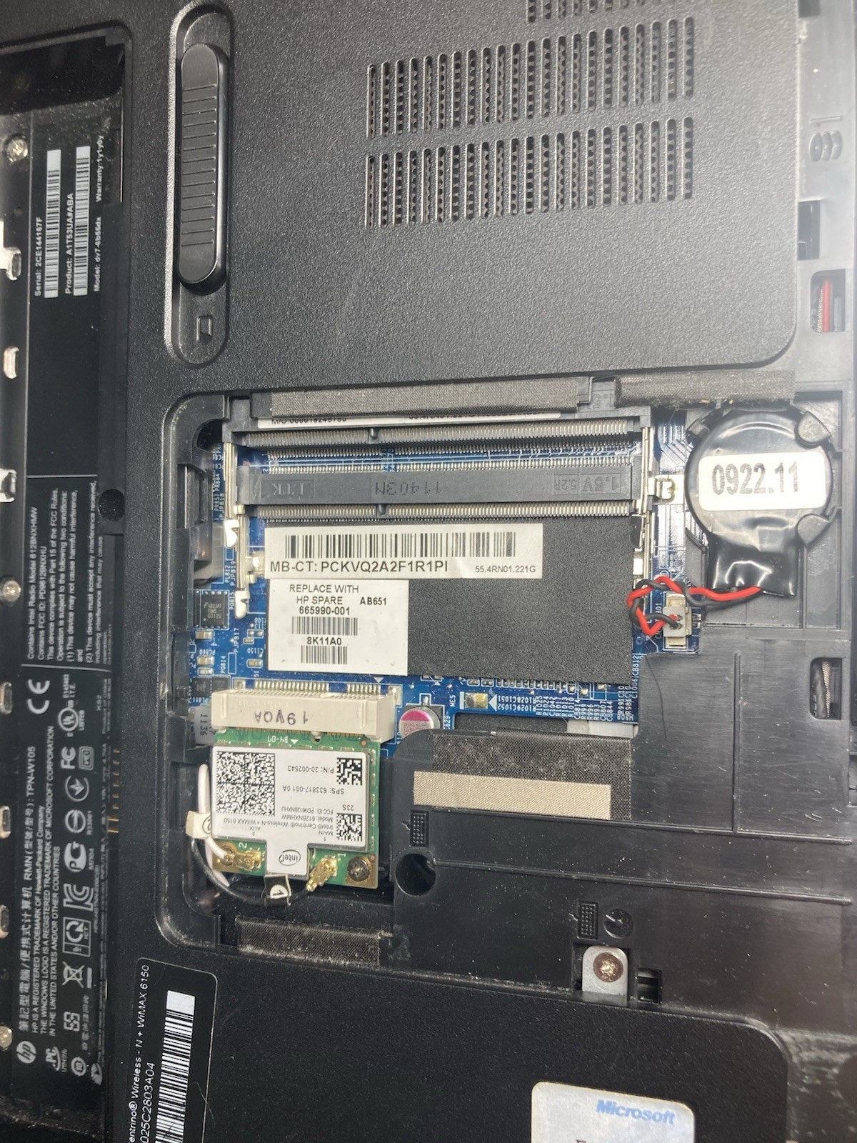 HP Laptop Intel Core I5. No Ram, SSD/HDD, OS, Or Batterie.