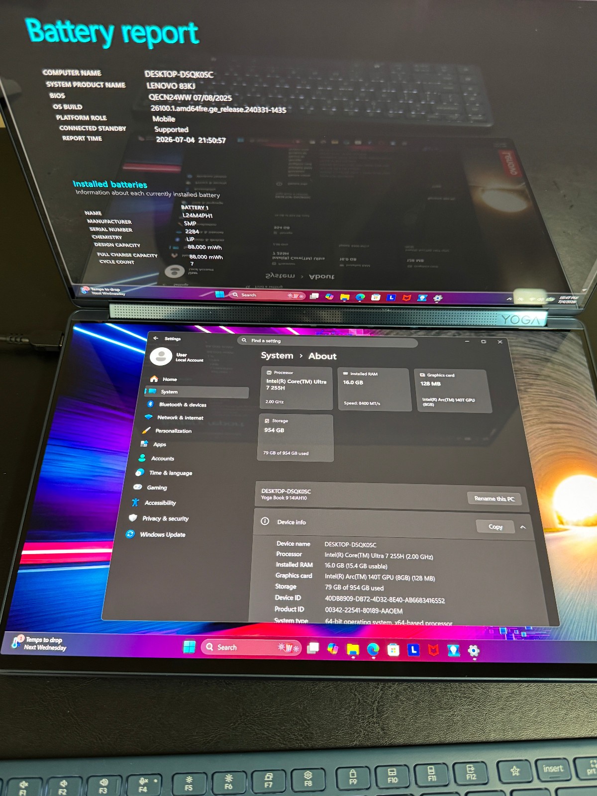 Lenovo Yoga Book 9i 14” 2.8K Dual Screen OLED Laptop Ultra 7 255H 16GB 1TB Teal