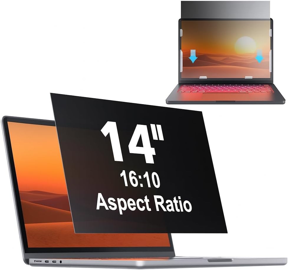 14 Inch Removable Laptop Privacy Screen Protector 16:10 Anti Glare Blue Light