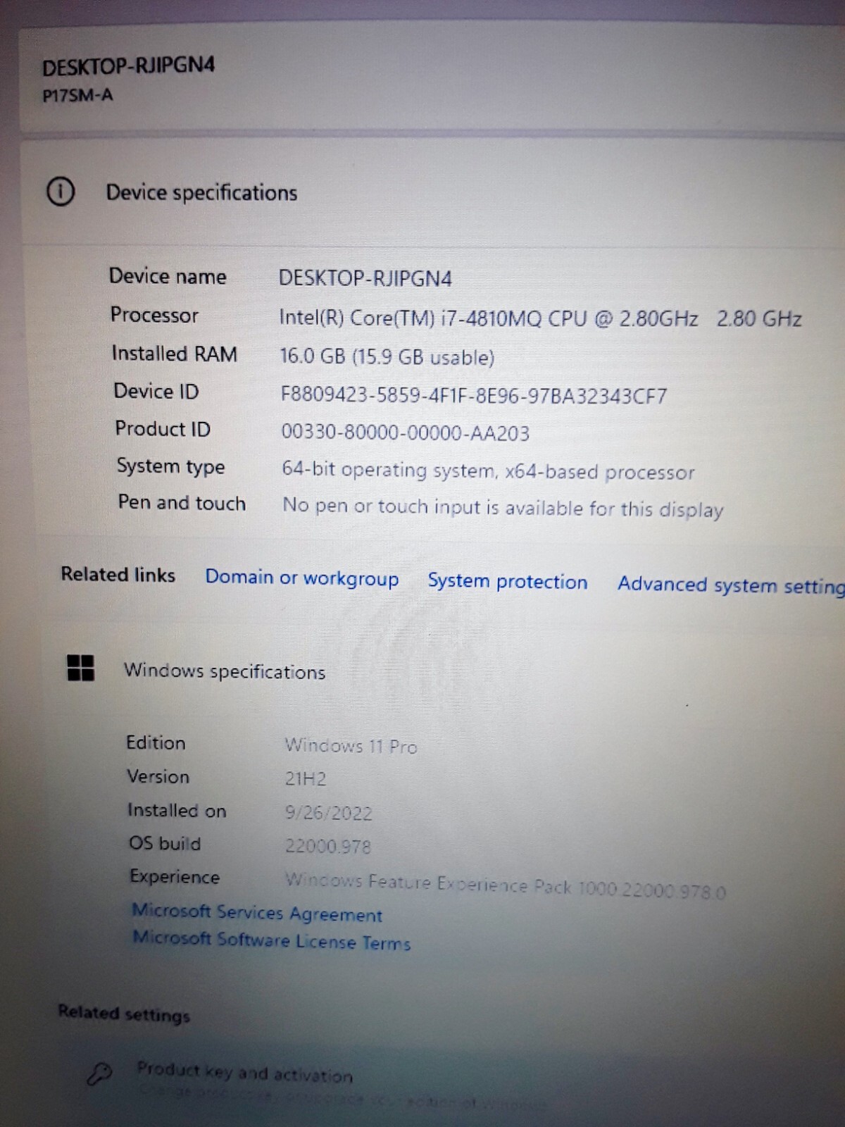 Sager Clevo P177SM-A NP8298 I7-4810mq 2.8-3.8Ghz 16GB 512GB SSD NVIDIA P3200 W11