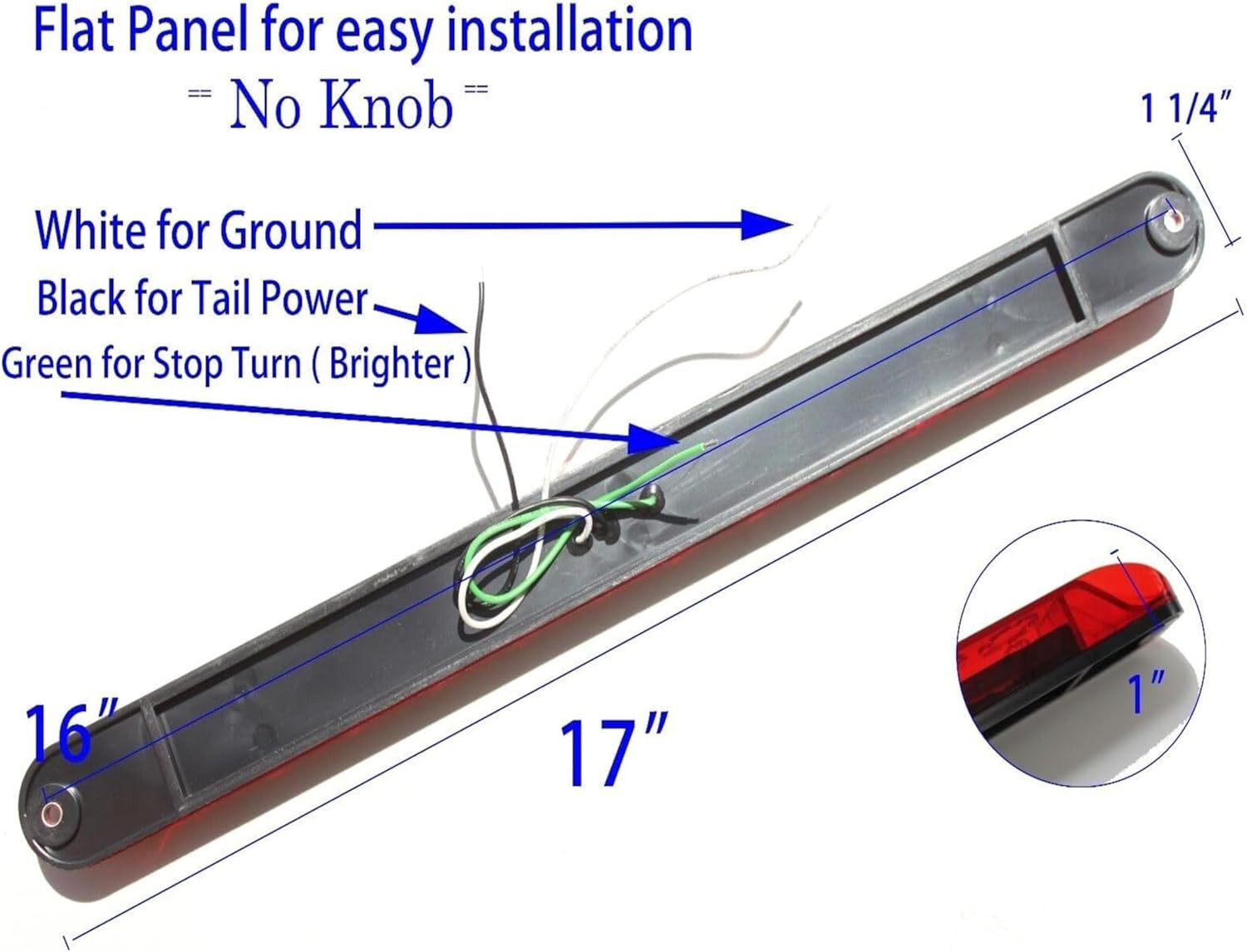 2PCS Red 17″ 11 LED Trailer Light Bar Sealed Stop Turn Tail Park Brake Light Tru