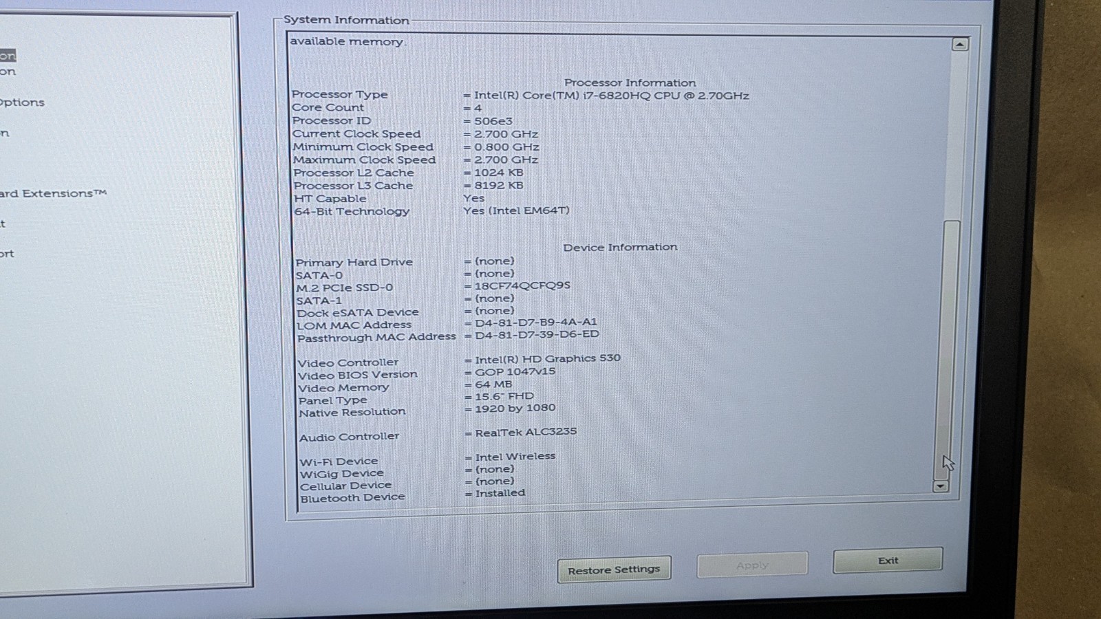 Dell Latitude E5570 15.6″ i7 6820HQ 2.7GHz 8GB RAM 256GB SSD Win 11 AC Adapter