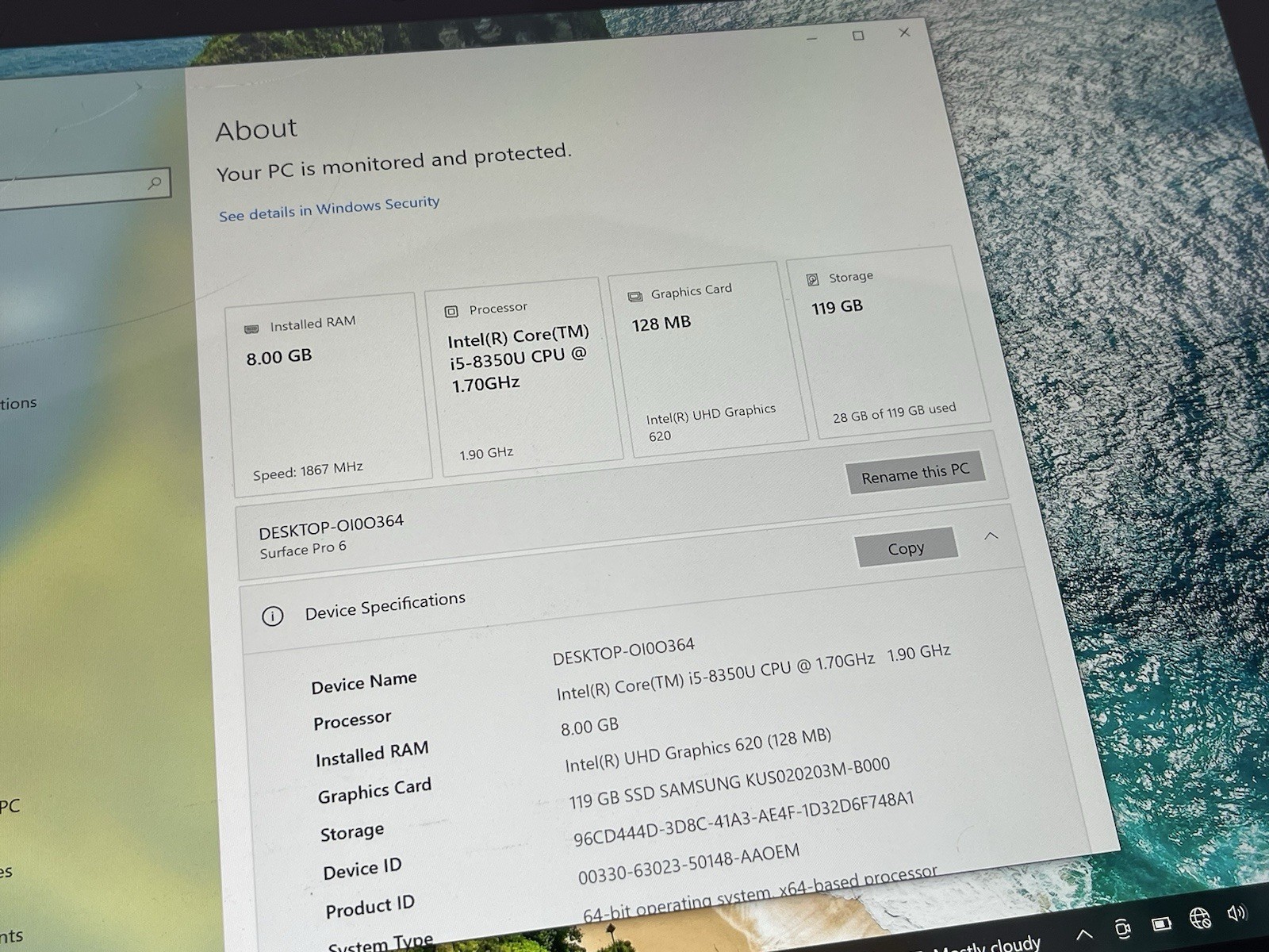 Cracked- Still Works! Microsoft Surface Pro 6 1796 i5-8250U 8GB 128GB (2)