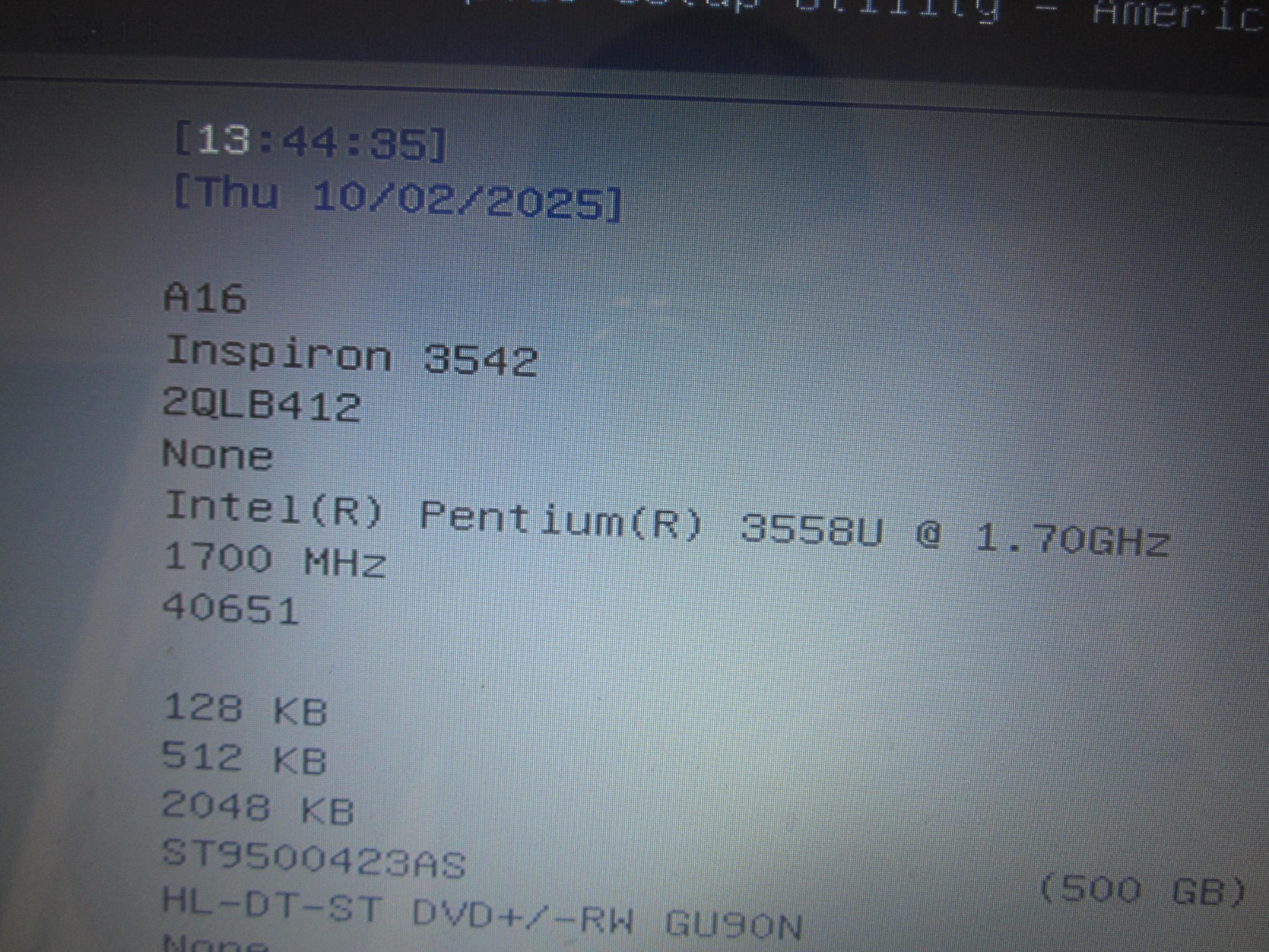 DELL INSPIRON 15 3542 LAPTOP 8GBRAM 500GBHD SCREEN INTACT W/PwrCord – WORKS