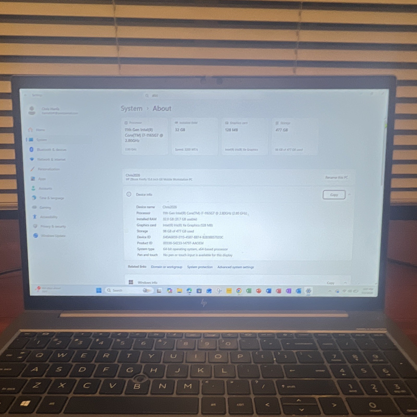 HP ZBook Fury G8 15.6″ i7-1165G7 32GB 477GB SSD Win 11 Pro Silver