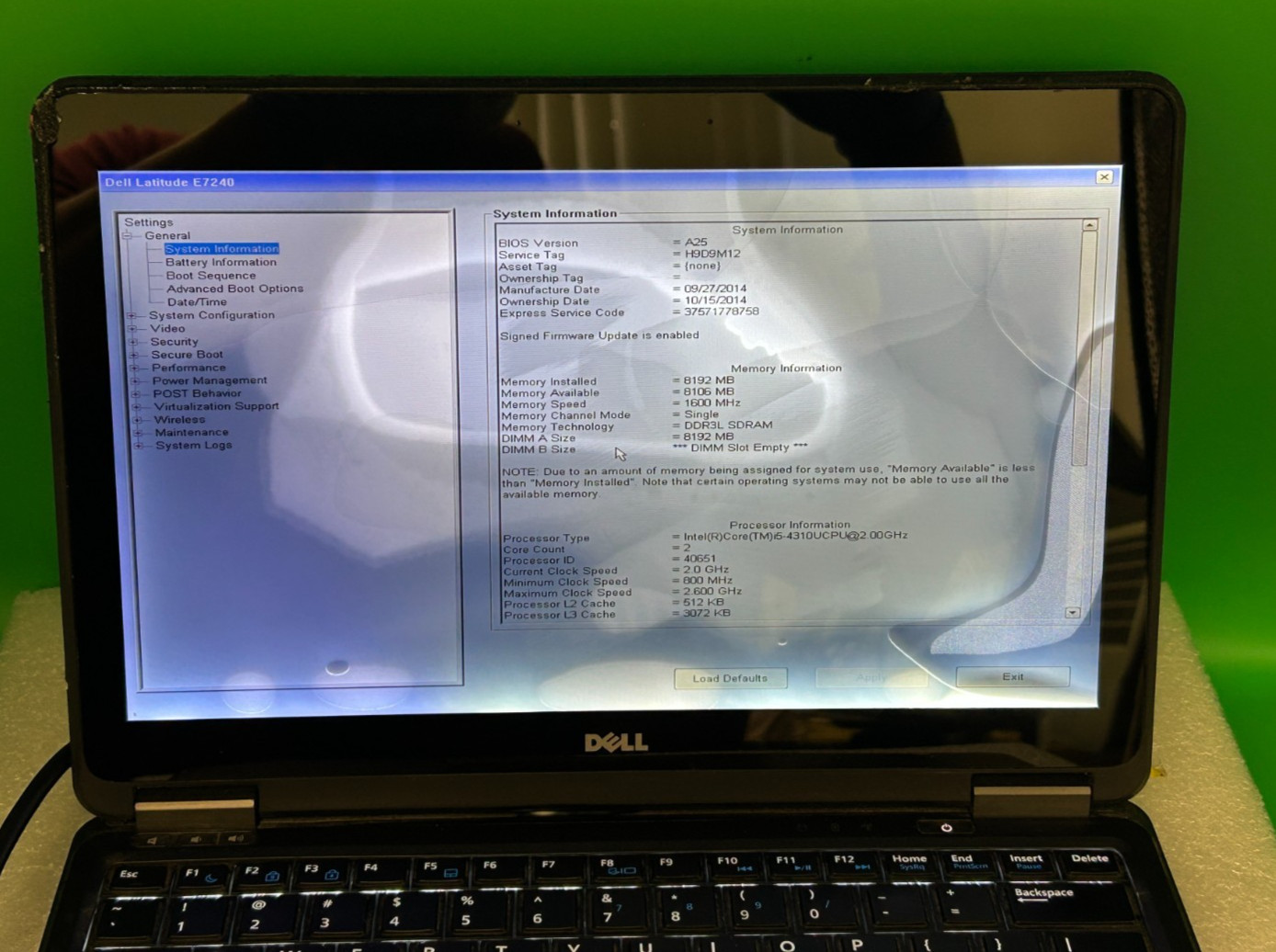 Dell Latitude E7240 Intel Core i5-4310U 2GHz 8 GB RAM Without Storage & Battery