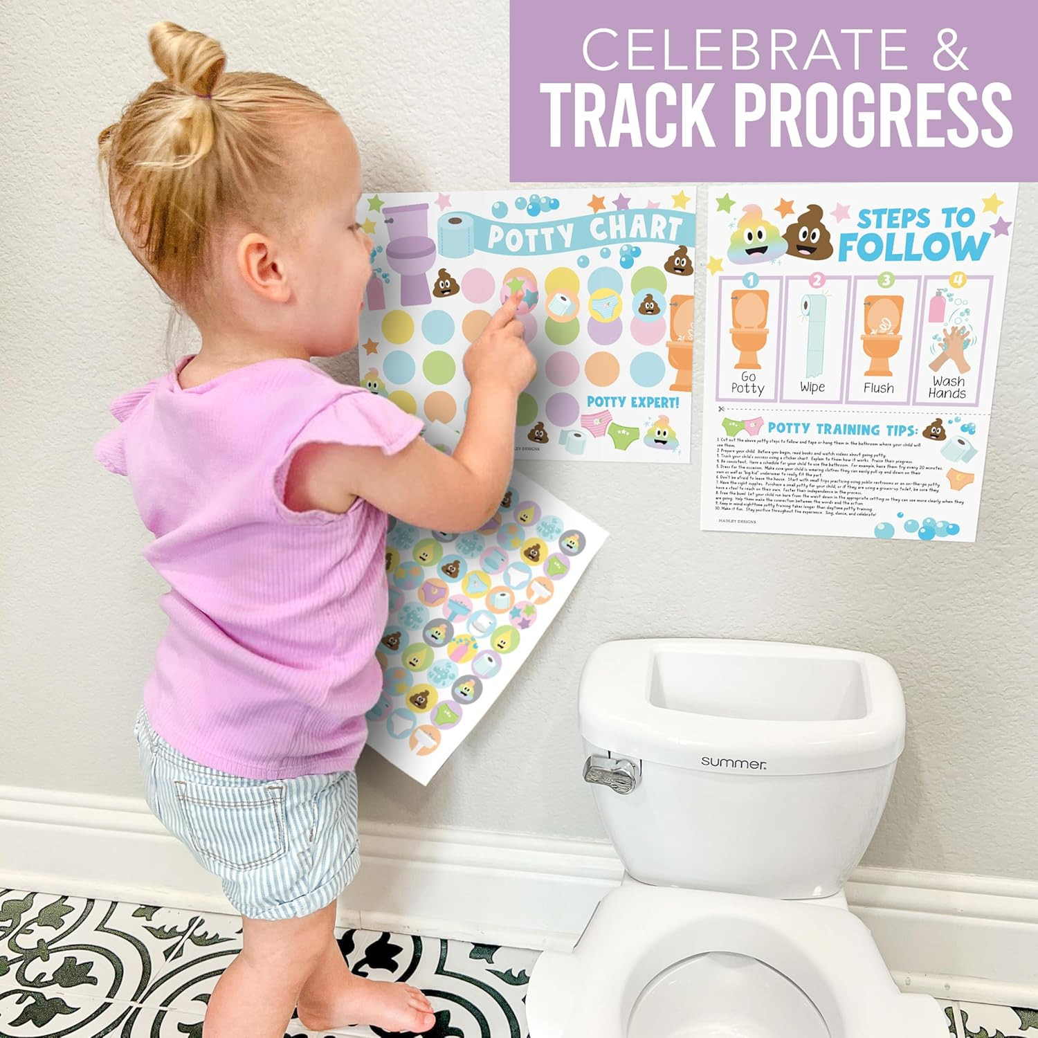 Potty Training Chart for Toddlers Boys -10 Sticker Potty Chart for Toddlers Girl