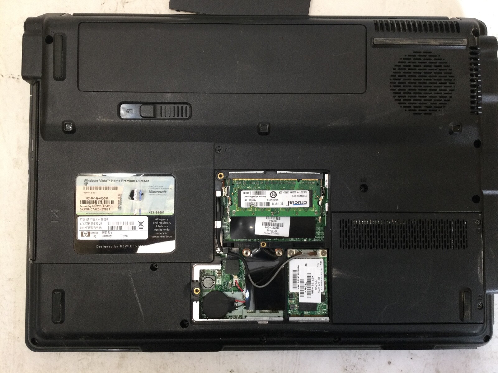 HP PRESARIO V6000 – 1GB RAM – AMD TURION 64 – FOR PARTS – READ DESCRIPTION – BB!