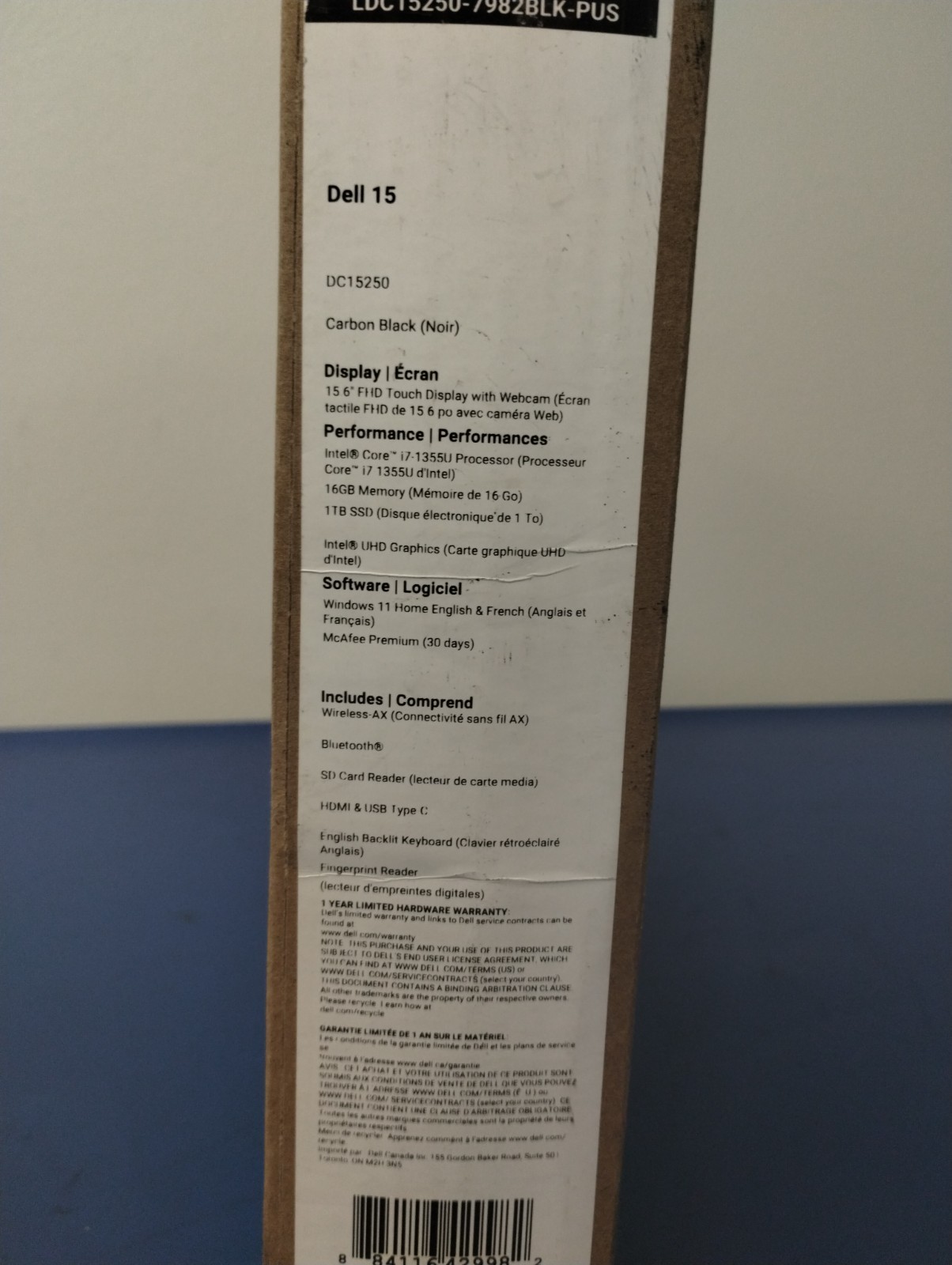 DELL 15 DC15250 H5YXJ, Intel Core i7-1355U, 1.70 GHz, 16 GB RAM, 1 TB M.2