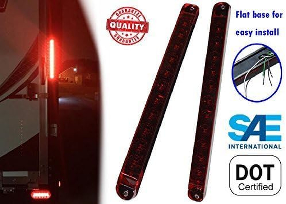 2PCS Red 17″ 11 LED Trailer Light Bar Sealed Stop Turn Tail Park Brake Light Tru
