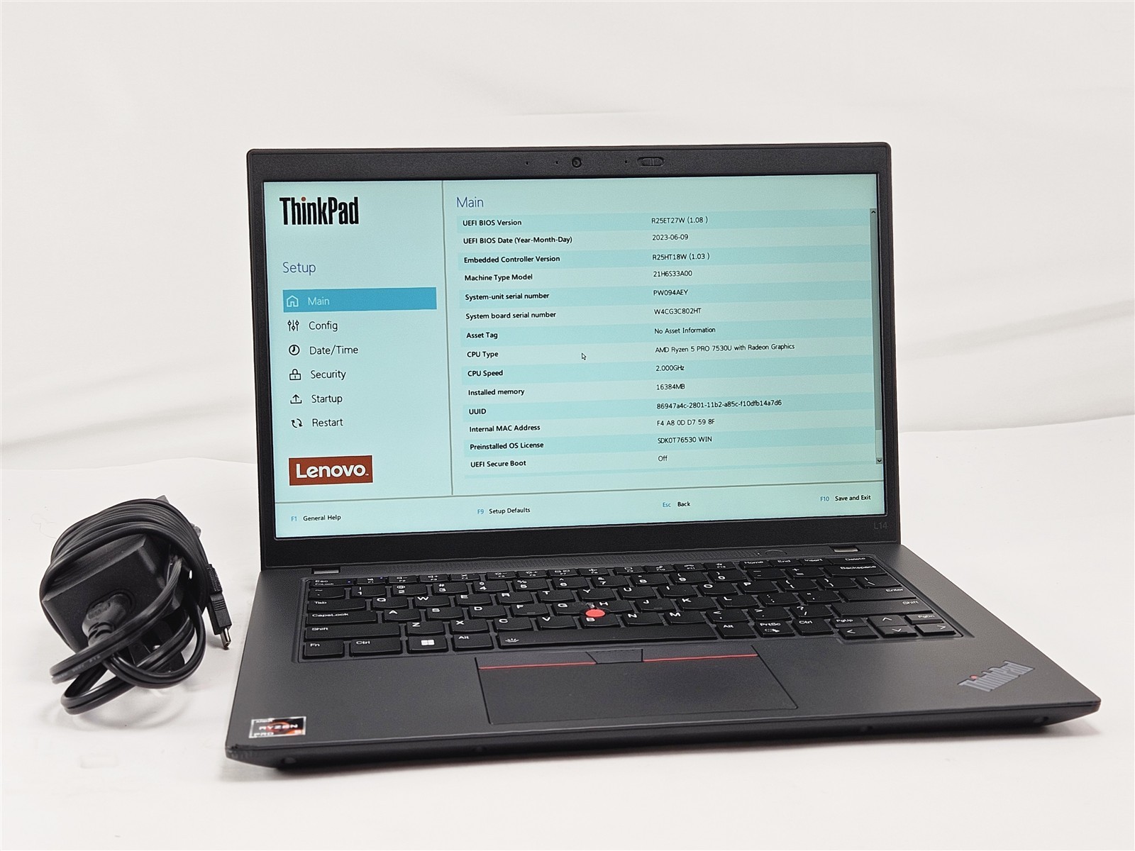 Lenovo ThinkPad L14 Gen 4 AMD 16GB 256GB SSD 14″ Ryzen 5 Pro 7530U Radeon