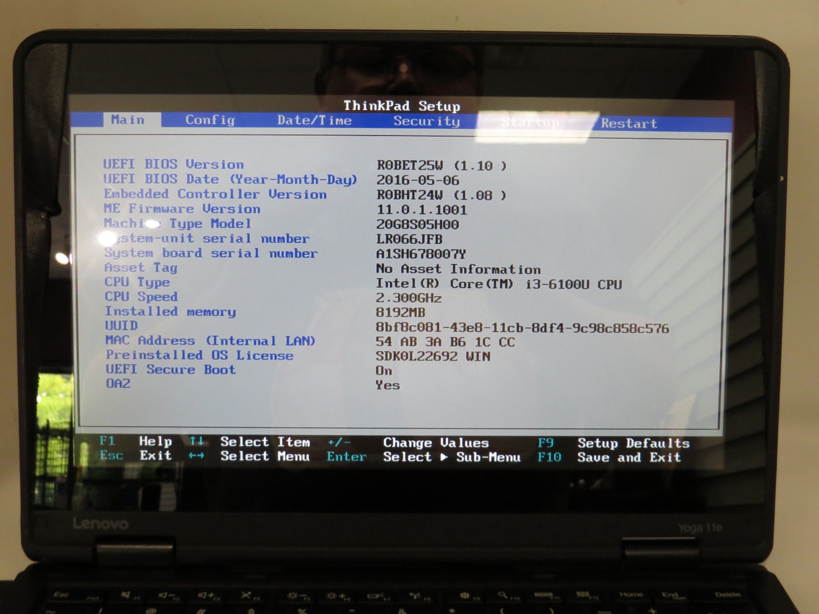 Lenovo Yoga 11e i3-6100U @ 2.3GHz 8GB DDR3 256GB m2 11″ Touch No Batt/OS
