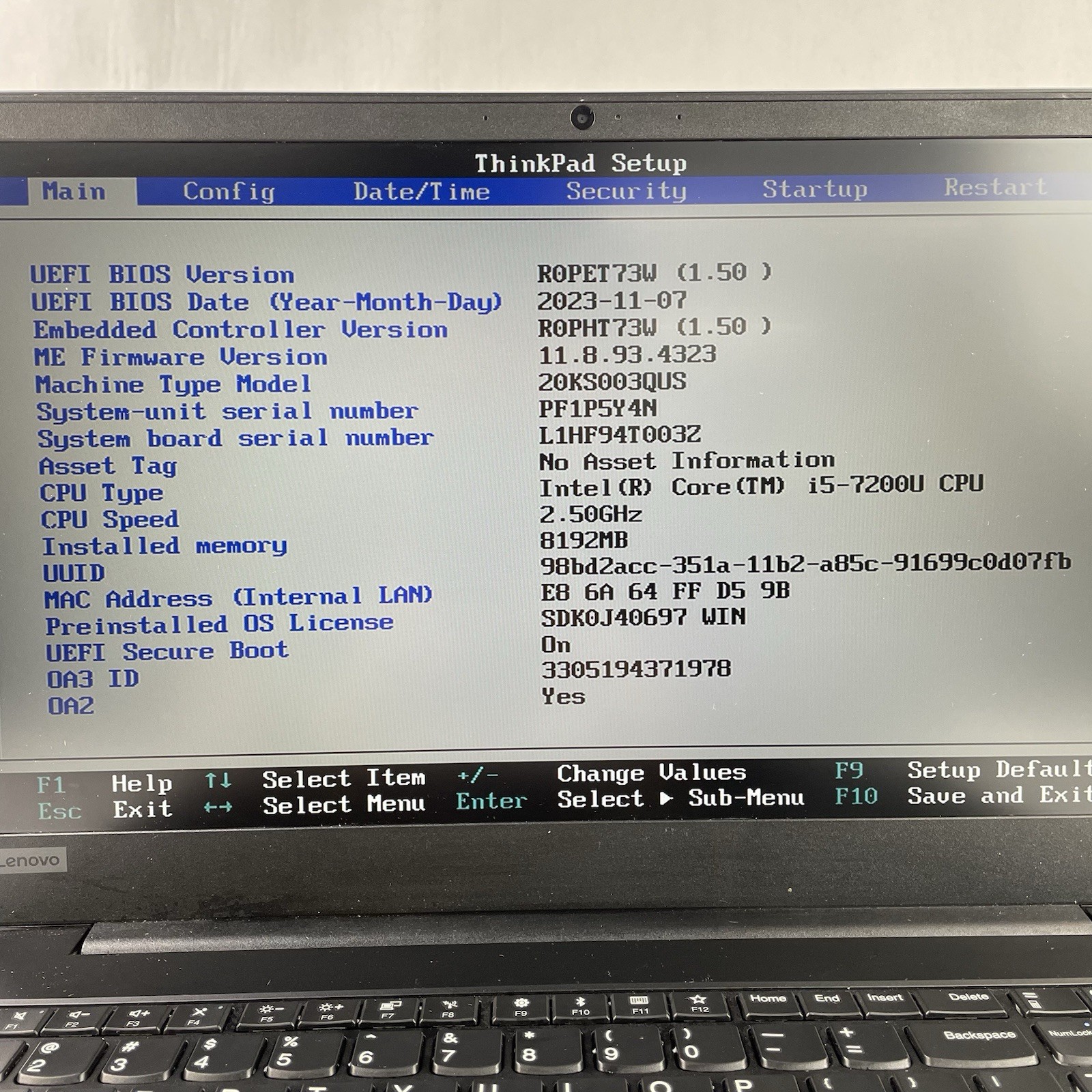 Lenovo ThinkPad E580 15.6″ i5-7200U 2.50 GHz 8 GB RAM No SSD No OS No AC