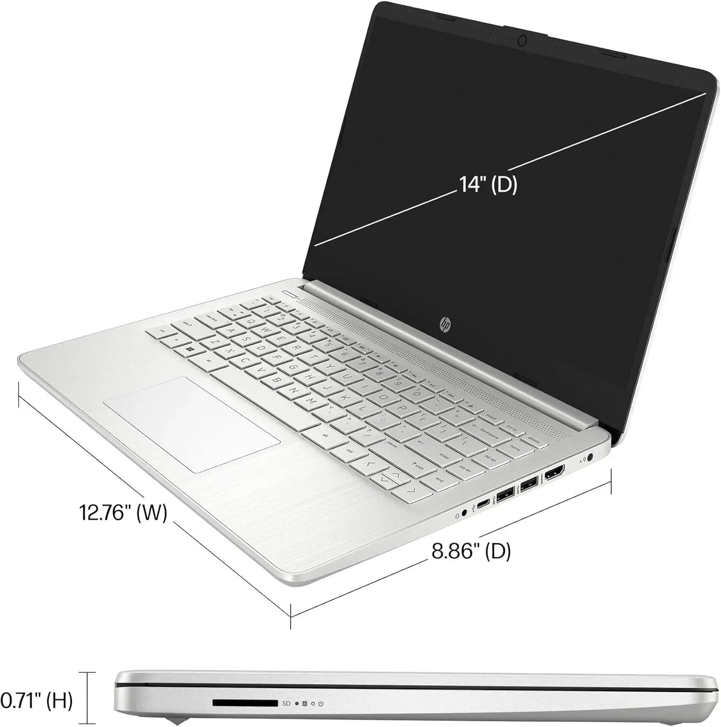 HP 14″ Ultral Light Laptop Intel Quad-Core 8GB RAM 192GB Storage(64GB eMMC+128GB