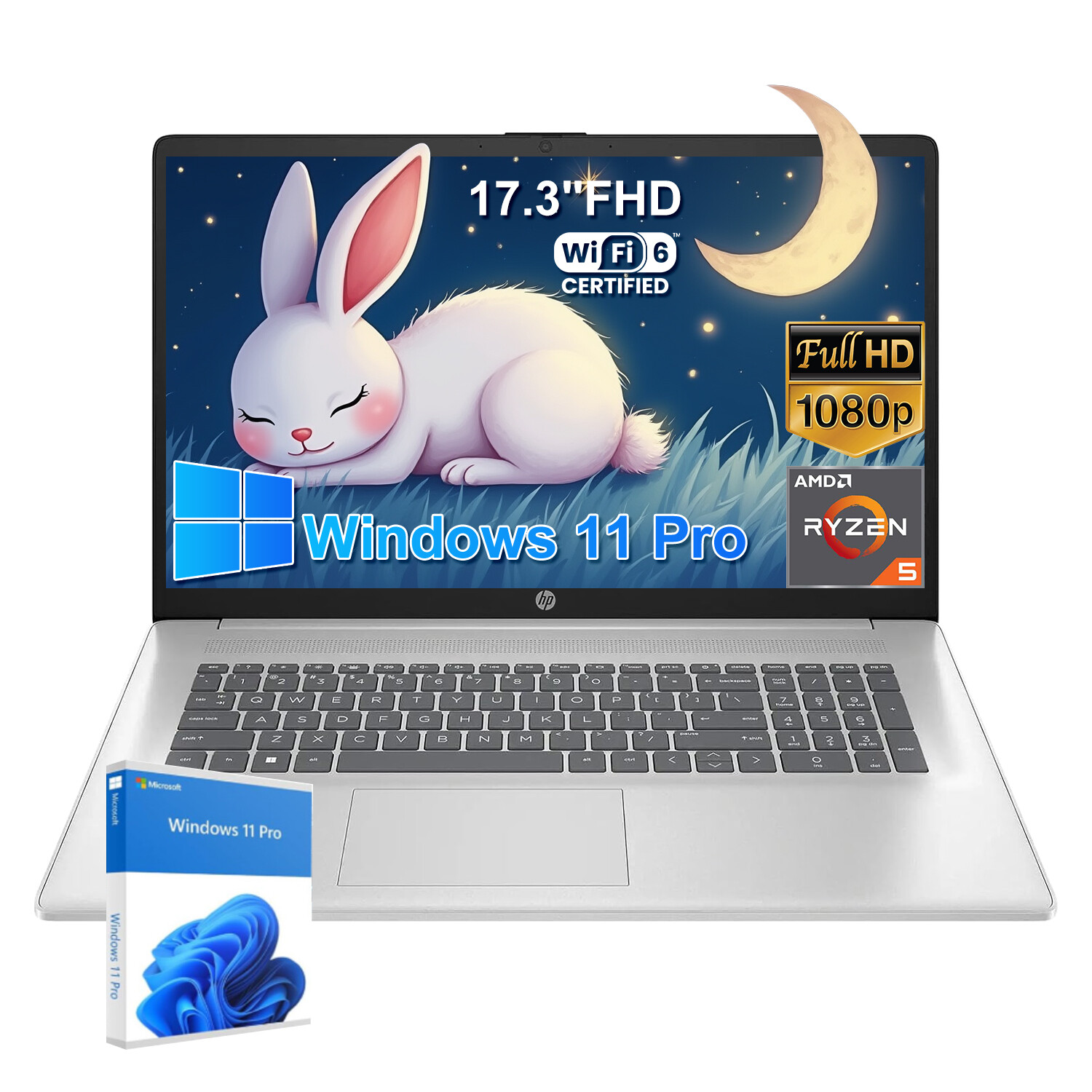 2025 HP 17.3″ FHD Laptop Computer AMD Ryzen 5 7430U 32GB RAM,1TB SSD Win 11 Pro