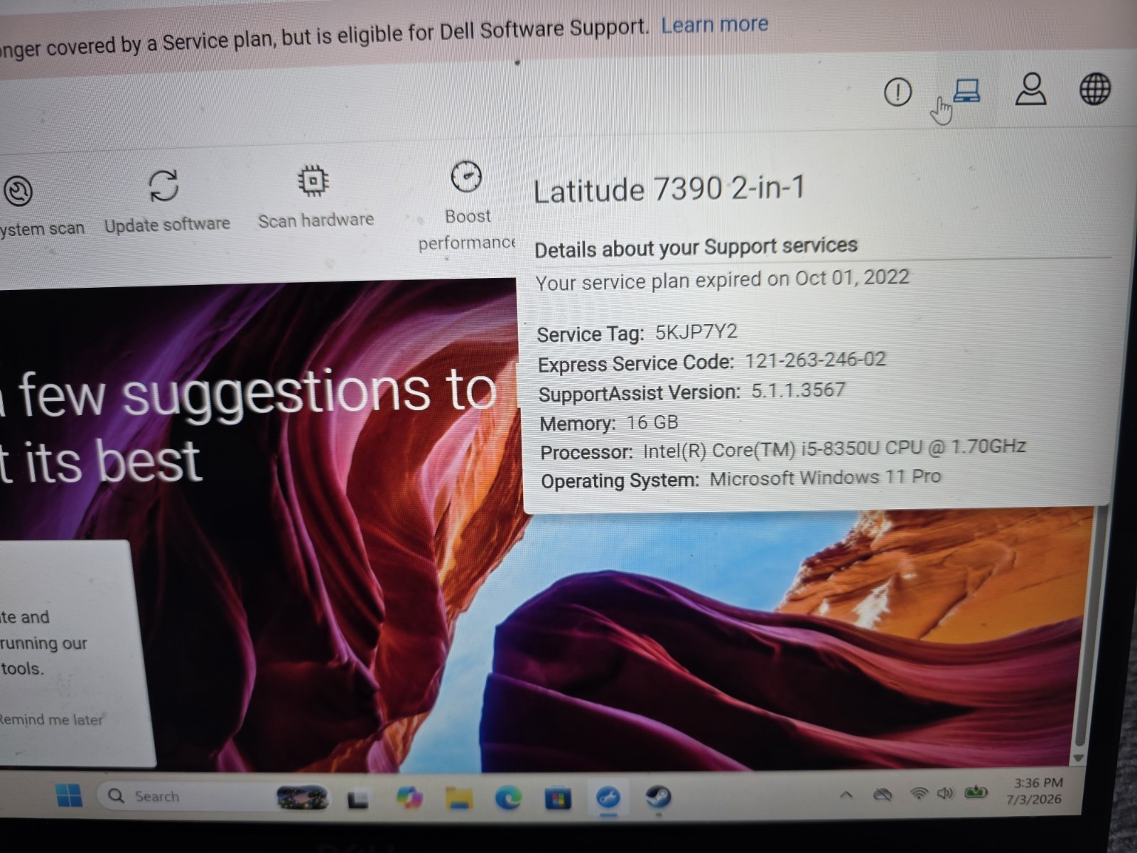 Dell Latitude 7390 2-in-1 i5-8350U 13.3″ Touch Win 11 Pro 16GB Ram 500GB SSD