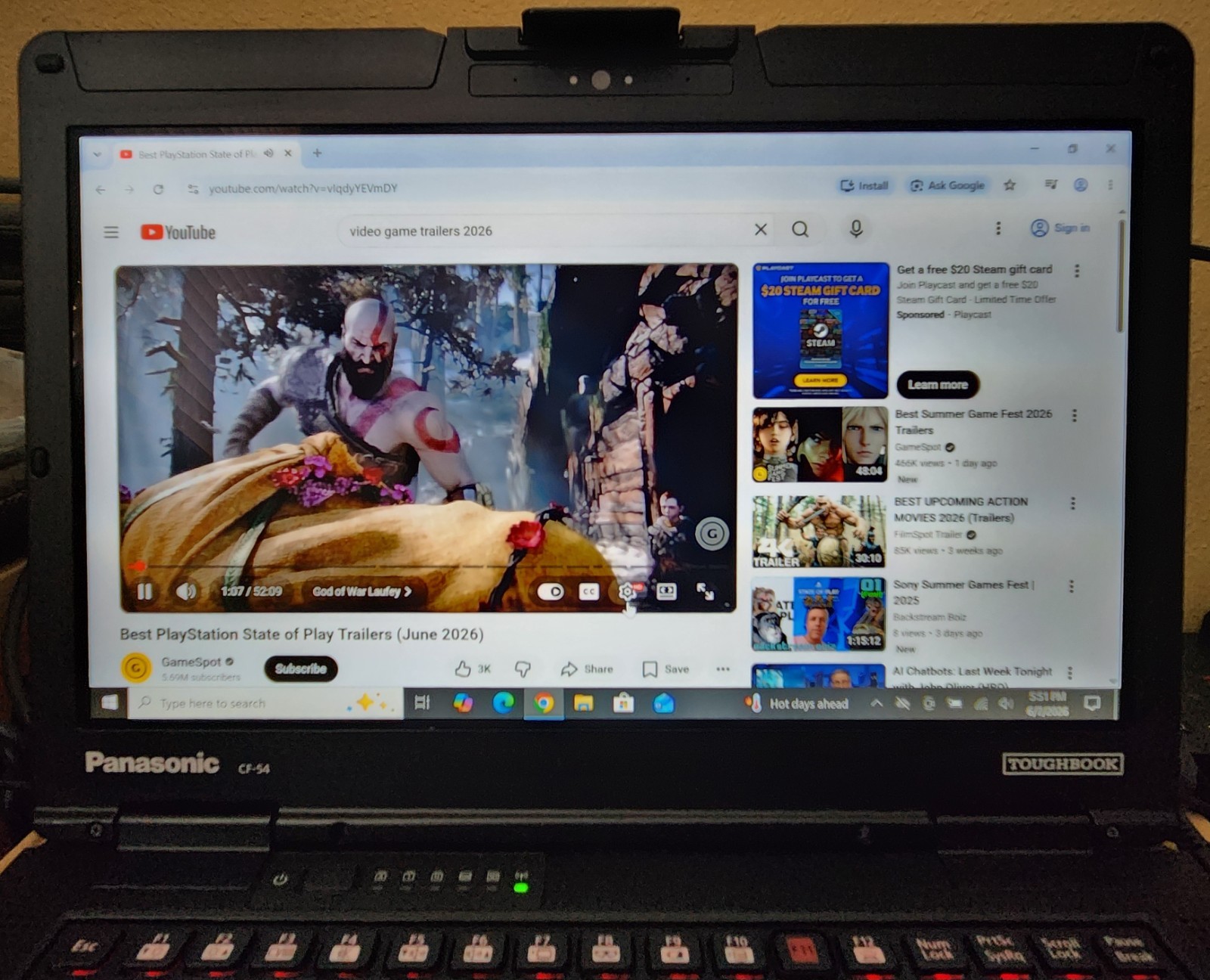 Panasonic Toughbook CF-54 MK3 FHD Touchscreen i5-7300U 8GB 256GB SSD WIN 10 PRO