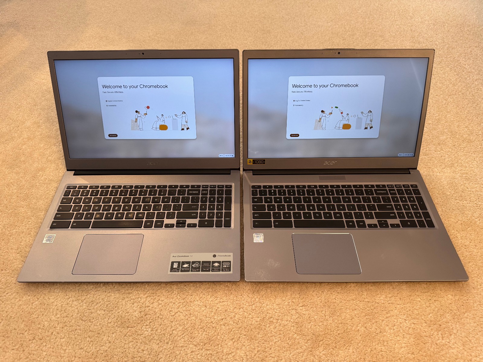 LOT 2 ACER CHROMEBOOK CB715-1W N18Q11 15.6″ TOUCH 128GB/4GB INTEL CORE i3-8130U