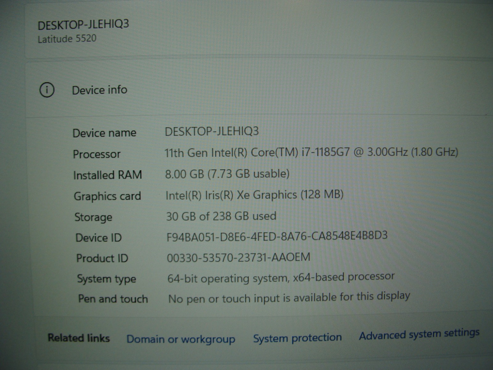 Dell Latitude 5520 15.6″FHD Intel vPRO i7-1185G7 3GHz 8GB 256GB Win11Pro +PowAd