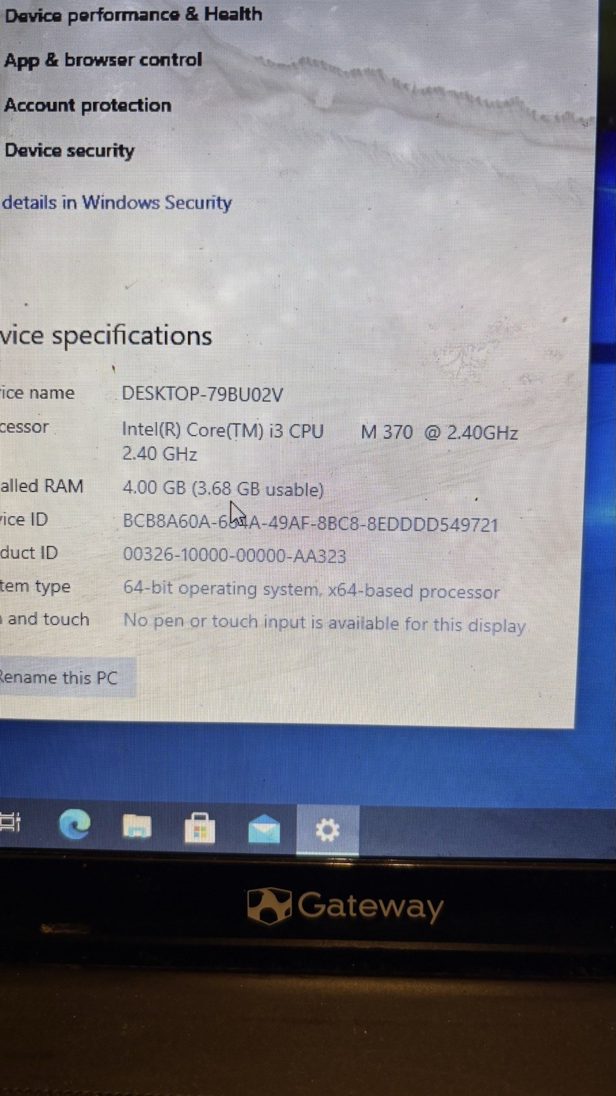 Gateway NV55C56U Laptop Intel Core I3-M370 2.4GHz, 4GB RAM, 320GB, No Charger