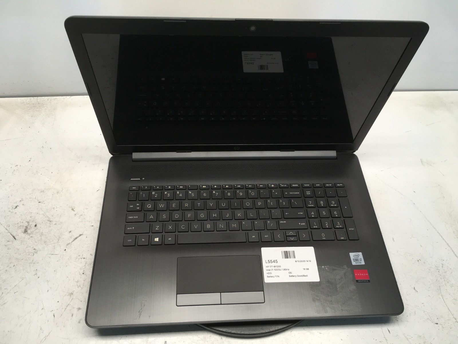 HP 17T-BY200 Intel i7-10510U 1.8GHz 16 GB NO HDD
