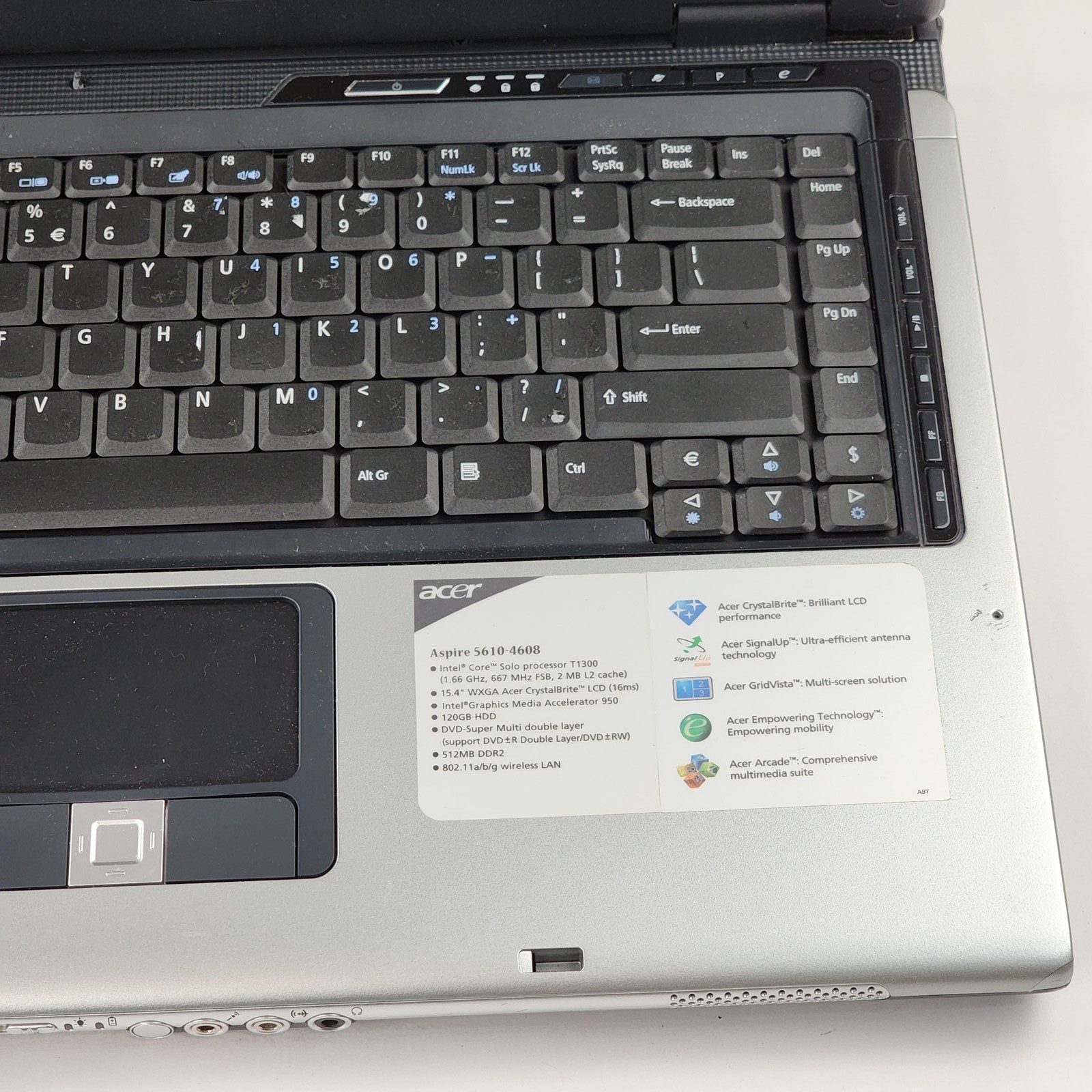 Acer Aspire 5610-4688 Laptop FOR PARTS ONLY 1.6GHz 1.5GB RAM 120GB HDD Win XP