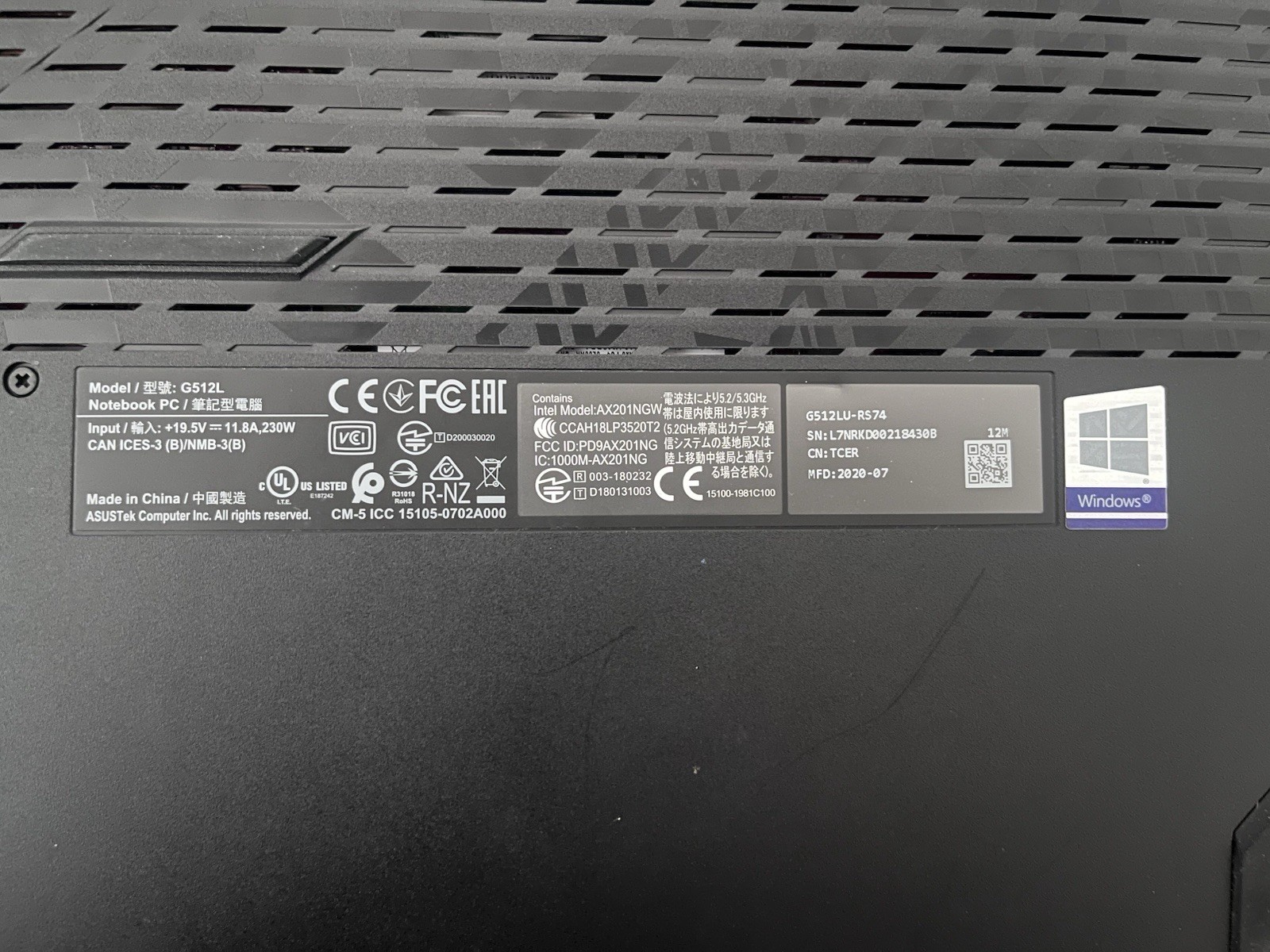 ASUS ROG Strix G512L 15.6in i7 10th Gen 16GB 1TB SSD GTX Wi‑Fi 6 144Hz