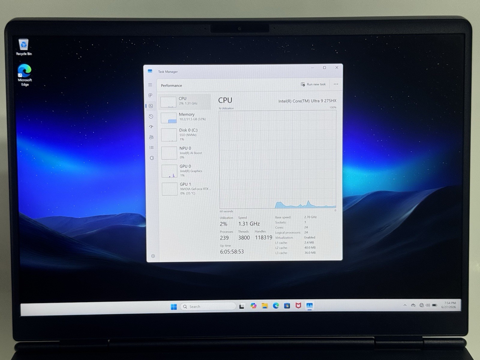 Dell Alienware 16X Aurora 240Hz QHD+ 2.7 GHz Ultra 9 275HX 32GB 1TB SSD RTX 5060