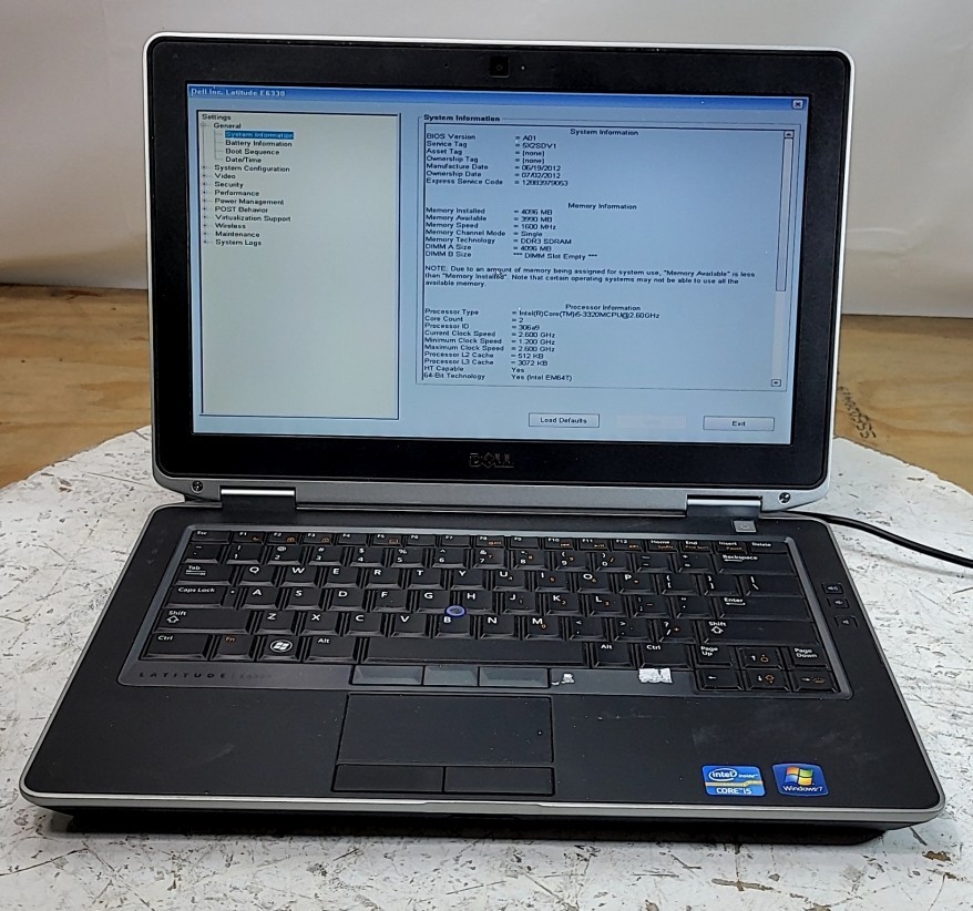DELL LATITUDE E6330 Laptop Intel I5-3320M 4GB SEE NOTES