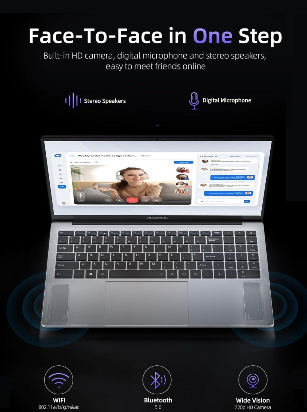 ACEMAGIC Laptop Computer Intel N97 Windows Laptop 15.6-in 16GB DDR4 512GB SSD…