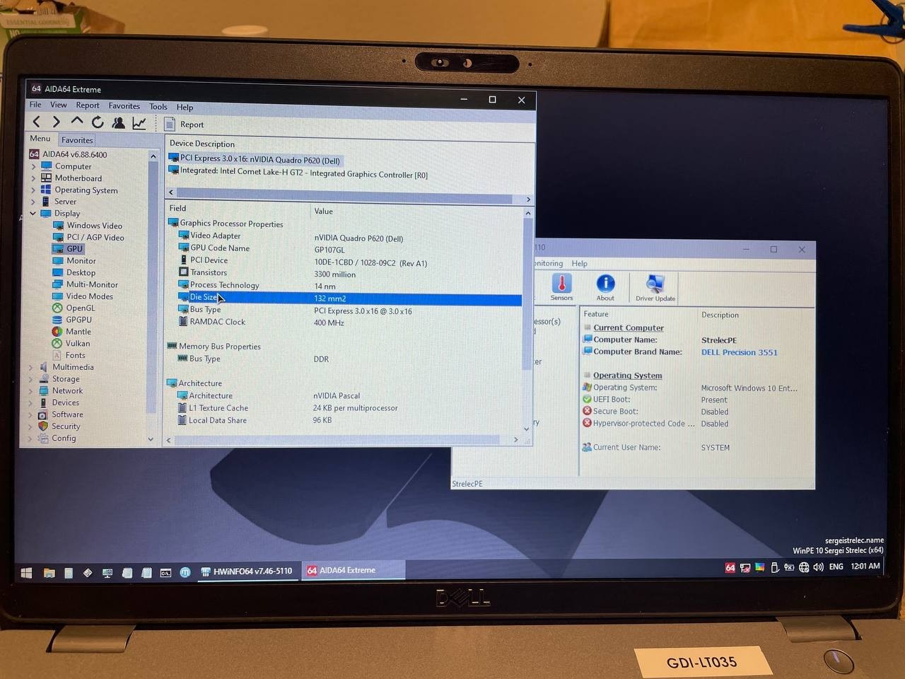 Dell Precision 15 3551 (256GB SSD Intel Core i5-10300H 2.6GHz 16GB RAM) Win 11