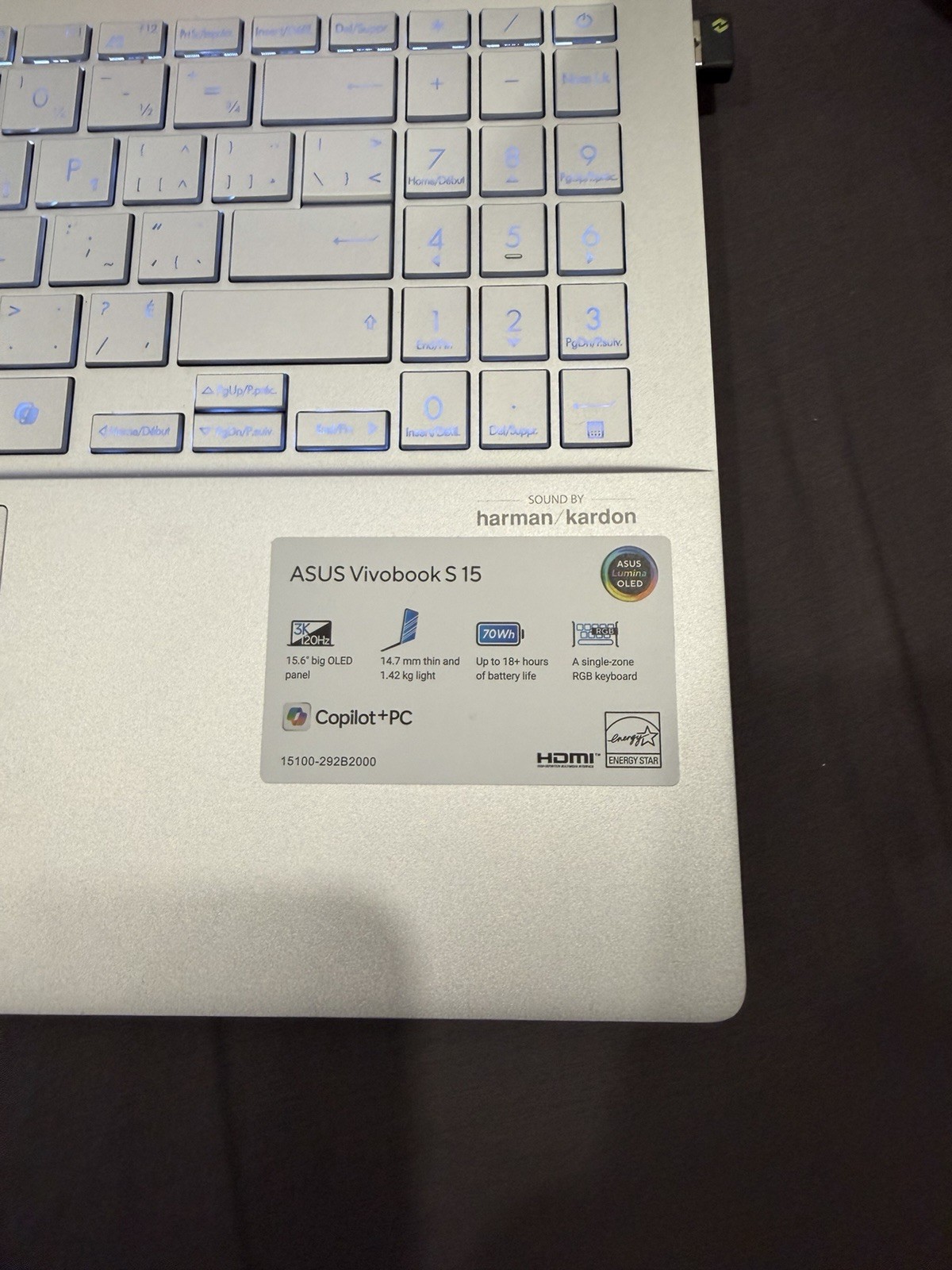 ASUS Vivobook S 15; Copilot+ PC, 15.6″ Thin and Light Laptop, 3K 120Hz OLED