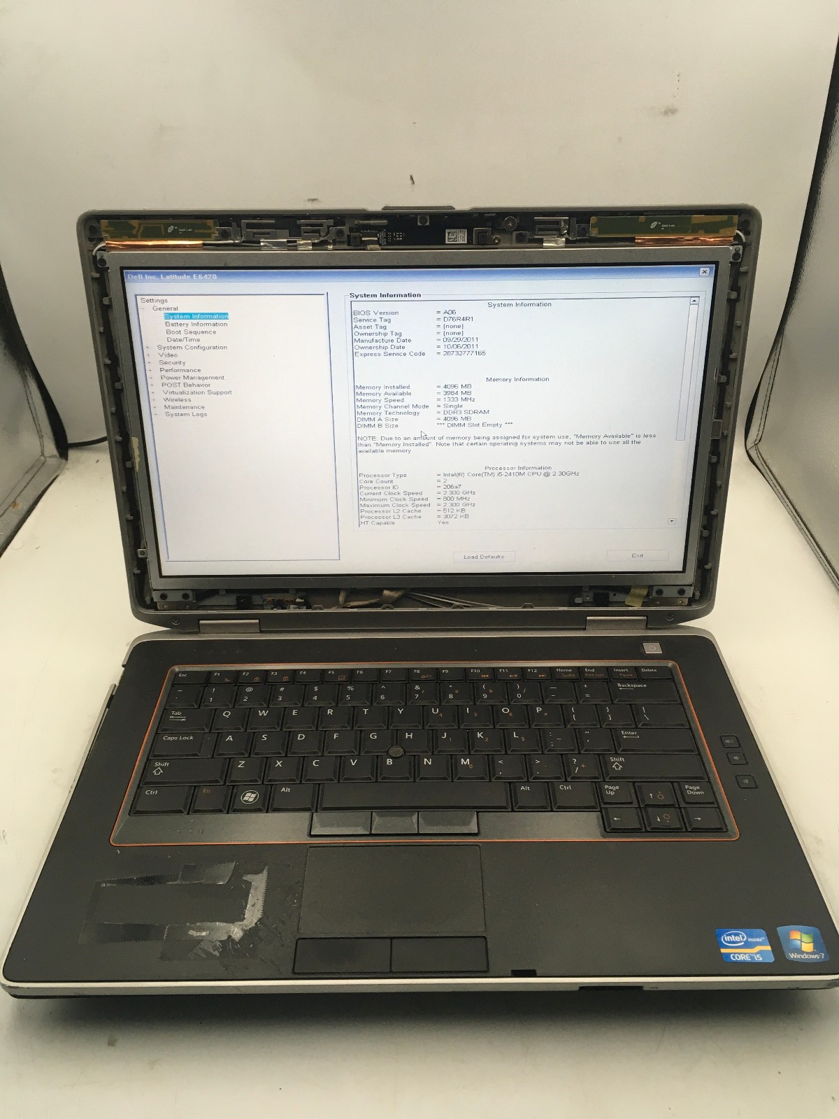DELL LATITUDE E6420 – BOOTS TO BIOS – INTEL I5 2410M – 4GB RAM – READ DESC – BB!