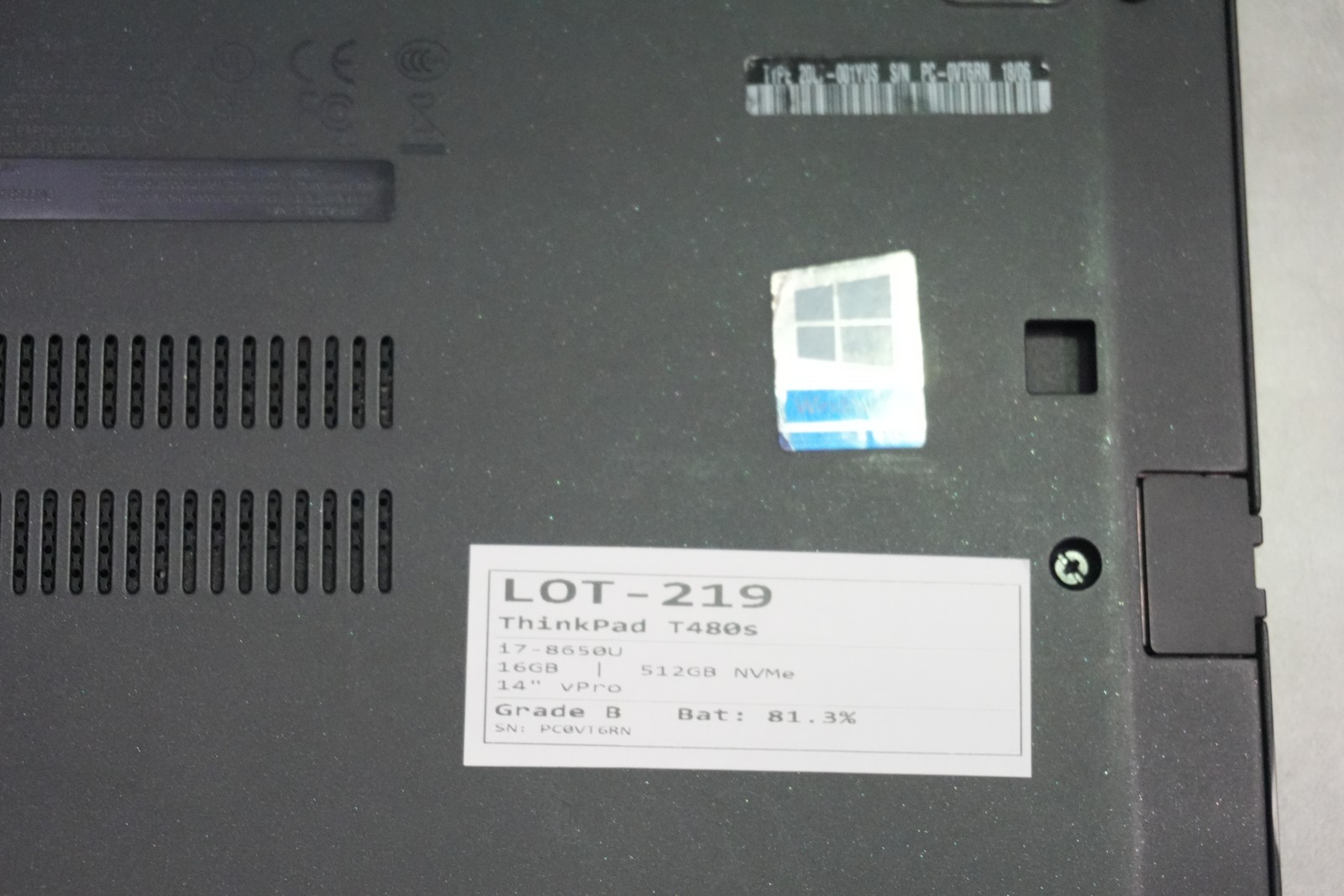 Lenovo ThinkPad T480s i7-8650U vPro 16GB 512GB QHD IR Cam Grade B READ