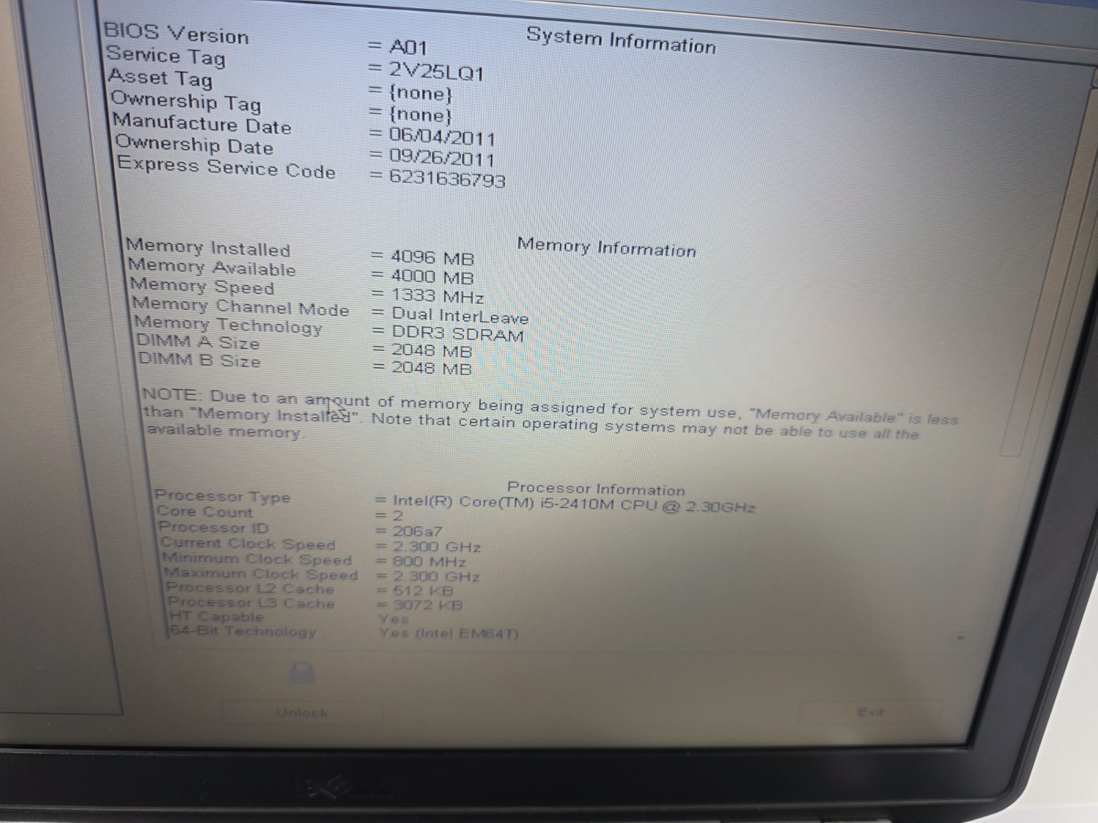 DELL LATITUDE E5520 Laptop INTEL I5- 2410M – 4GB RAM 250 HDD Read