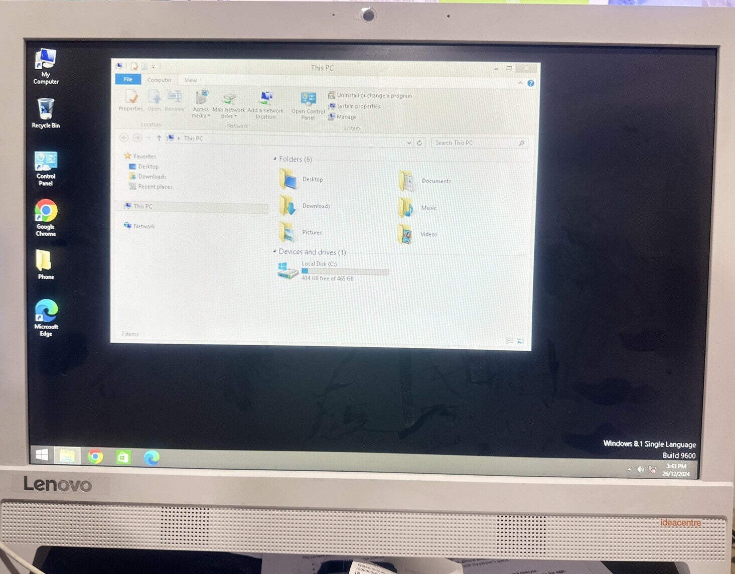 Lenovo C20-00 Intel N3050 2GHz 4GB RAM 465GB HDD 19.5″ LED Needs Windows