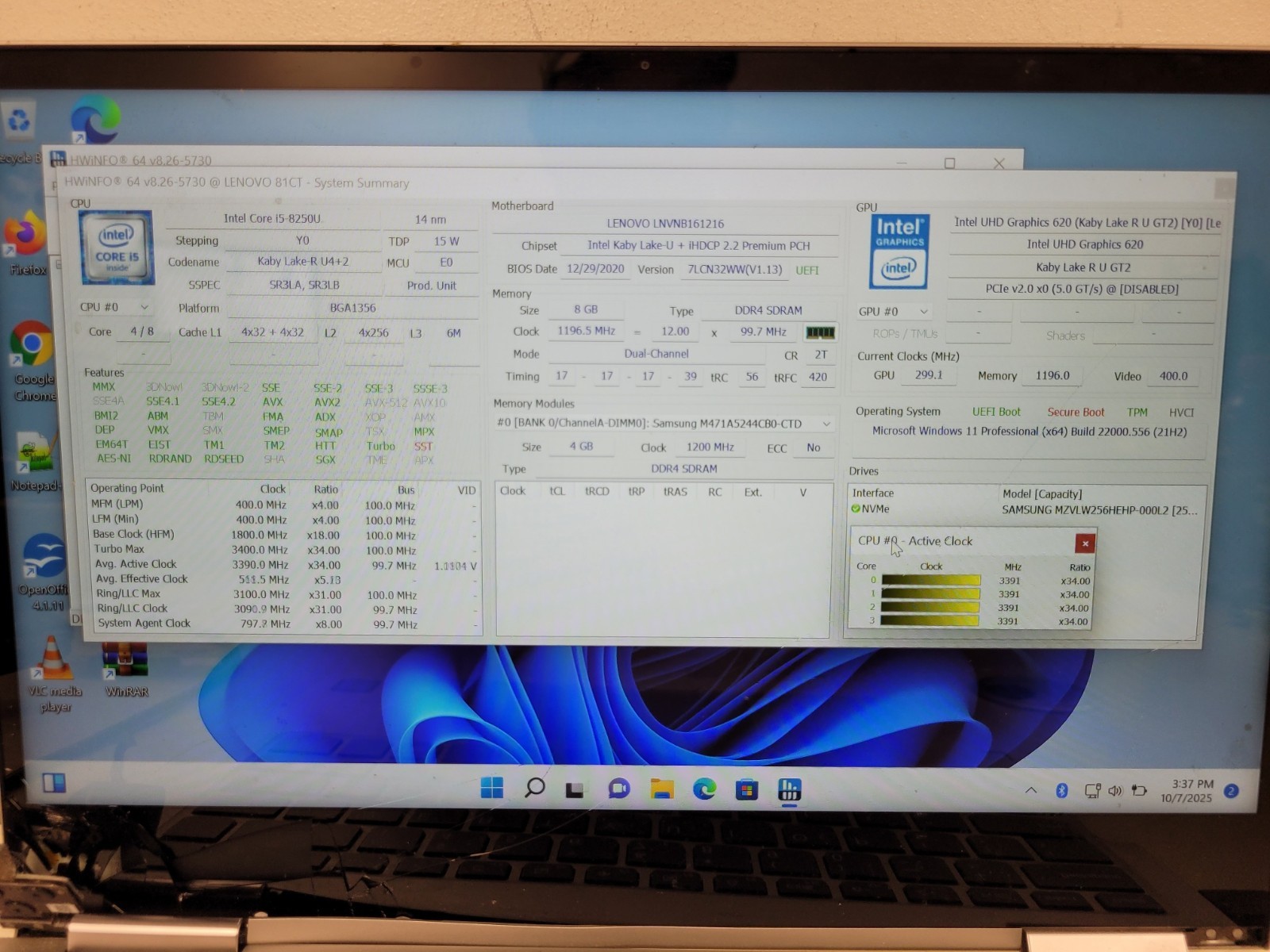 Lenovo yoga 730 14″ touch i5-8250u 1.6ghz 8gb ram no ssd *parts READ MP1DWH8E