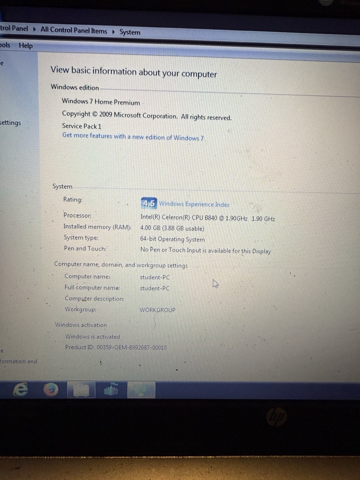HP ProBook 4440s Laptop Notebook Intel Celeron B840 1.90 GHz 4GB RAM 320GB Win7
