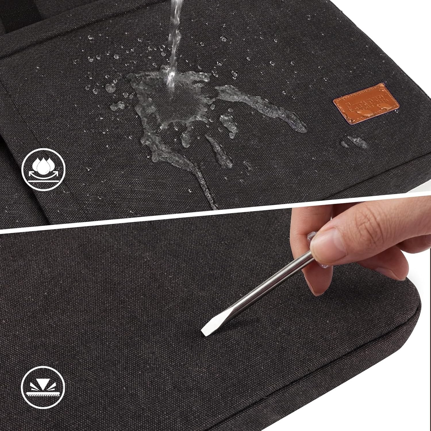 Laptop Bag 17-17.3 Inch, Water-resistant Canvas Laptop Case Slim Laptop Sleeve F