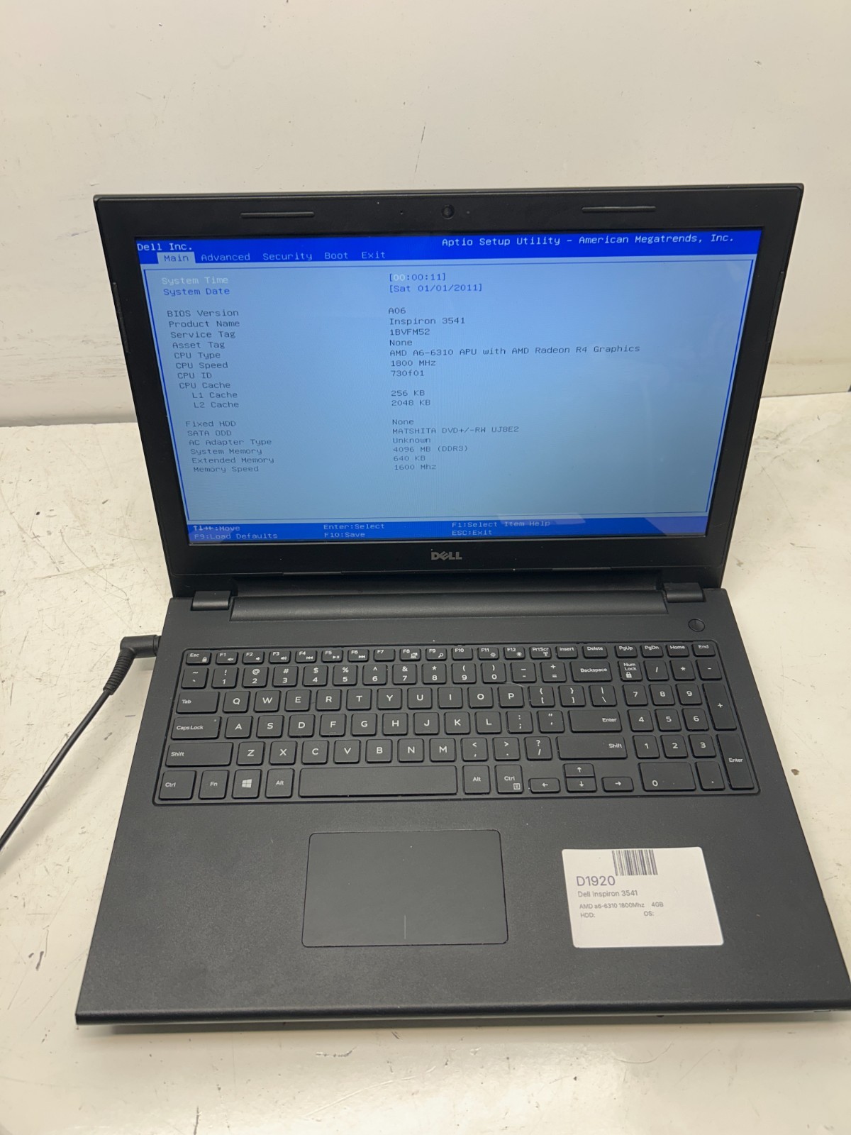Dell Inspiron 3541 AMD a6-6310 1800Mhz 4GB NO HDD