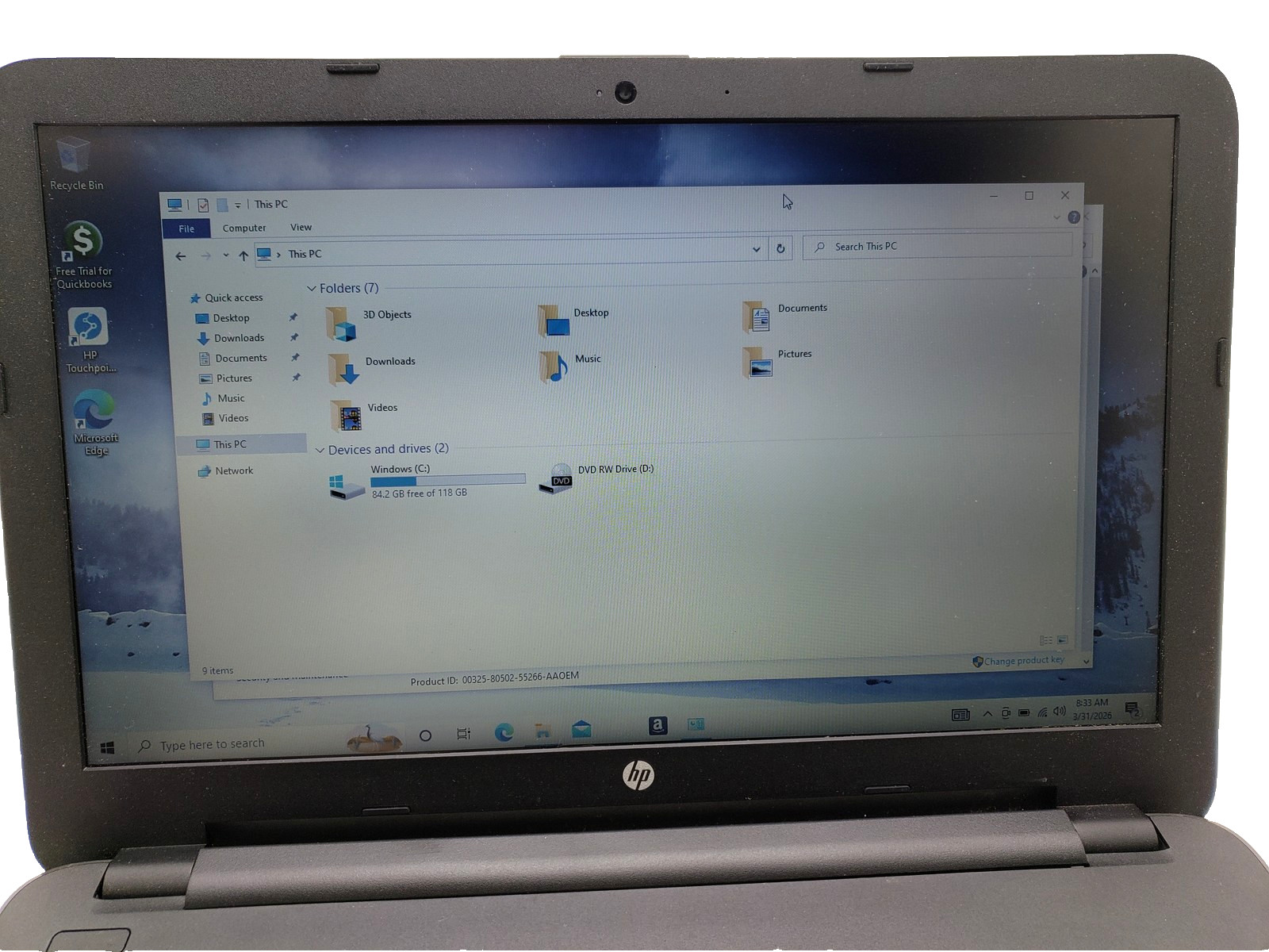 HP 255 G5 Laptop AMD A6-7310 8GB RAM 128GB SSD 15.6″ 2.00GHz Windows 10 Home.