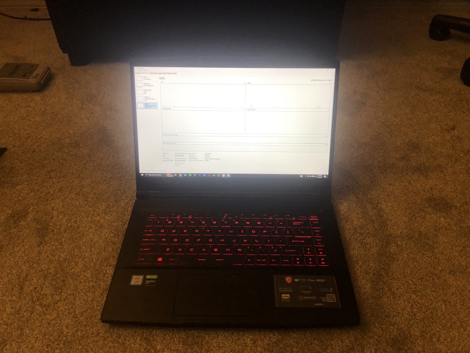 UPGRADED MSI GF65 Thin 9SD-837 Gaming Laptop i7-9750H 32GB 512gbB SSD GTX 1660Ti