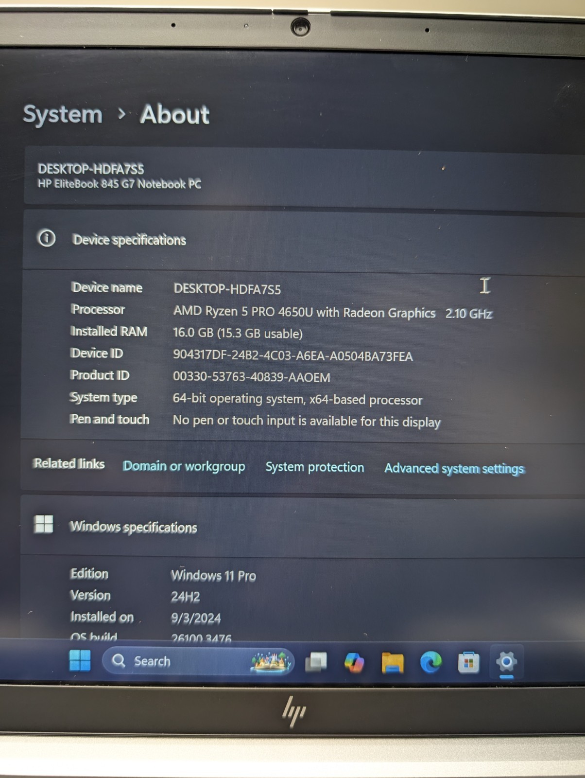 HP EliteBook 845 G7 14″ Full HD Laptop Ryzen 5 PRO 4650U 16GB 1TB SSD W11P