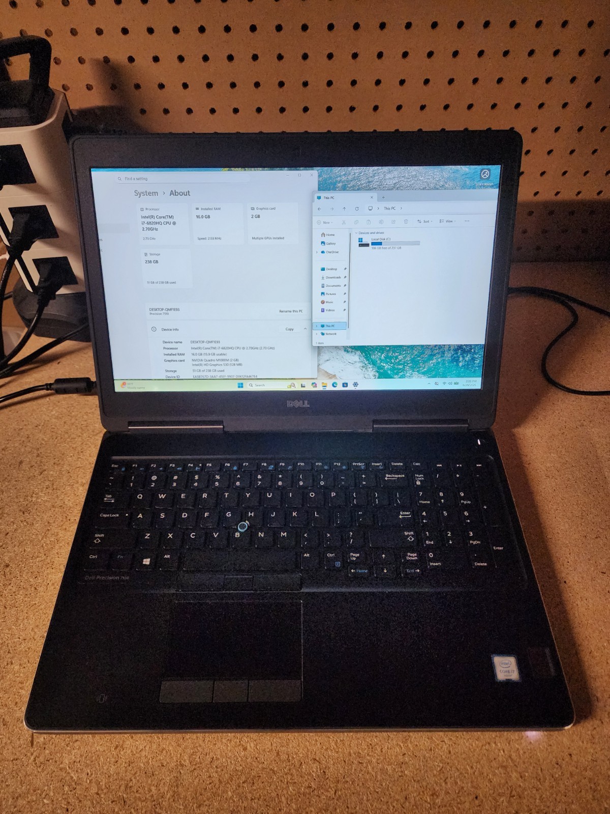 Dell Precision 7510 15.6″ i7-6820HQ 2.7GHz 16GB RAM 25GB SSD Win 11 Pro M1000M