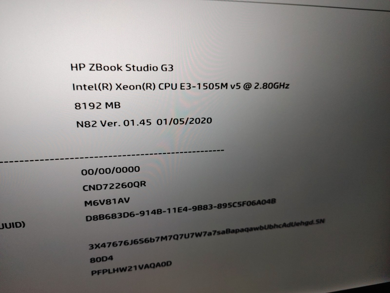 HP ZBook Studio G3 Xeon E-1505M v5 @2.80GHz,8GB RAM, NO SSD FOR PARTS/Repair