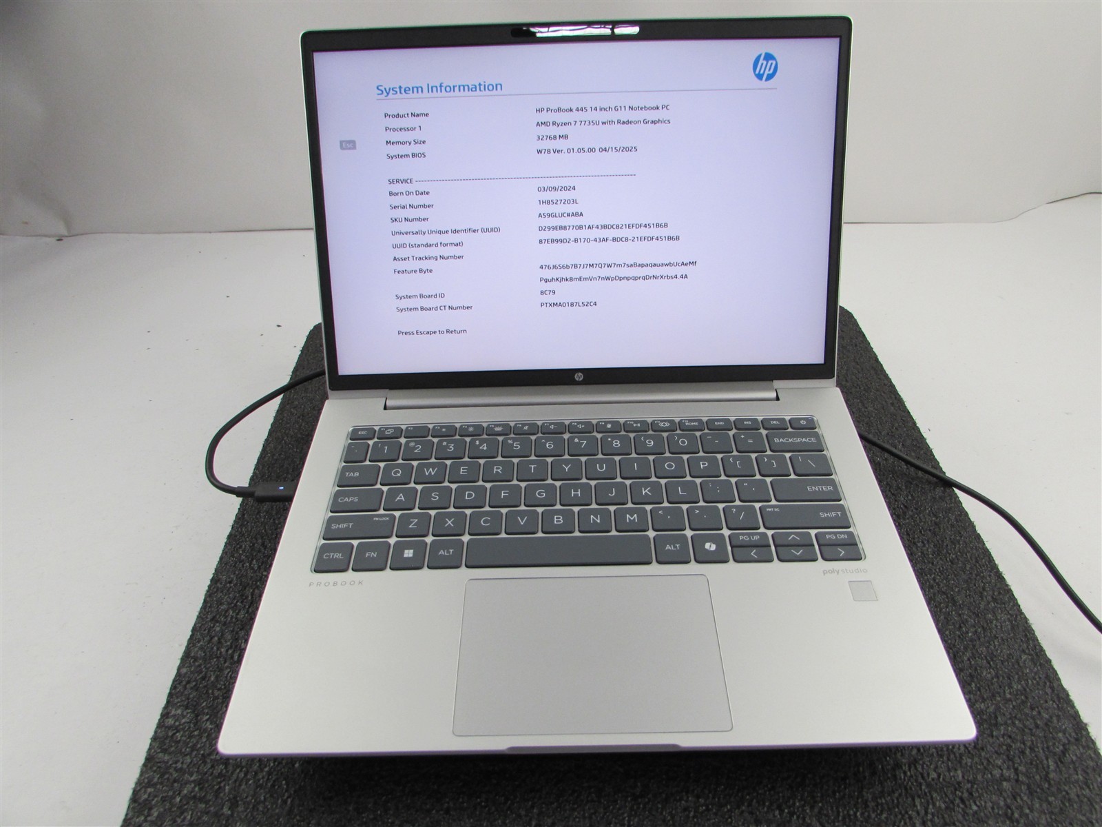 HP PROBOOK 445 (G11) AMD RYZEN 7 7735U 512GB SSD 32GB RAM AMD GPU WIN 11 PRO