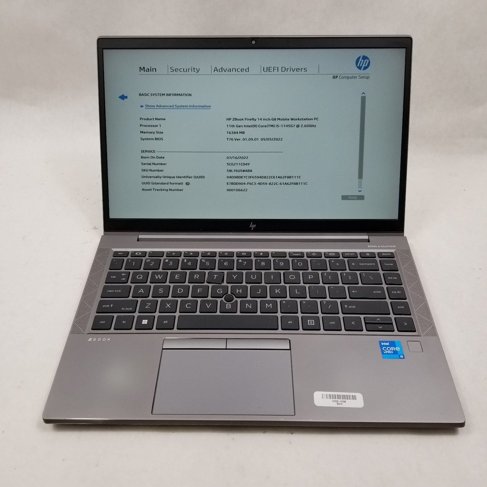 HP ZBook FireFly 14 G8 14″ i5-1145G7 2.60GHz 16GB RAM 512GB NVMe No OS *Read