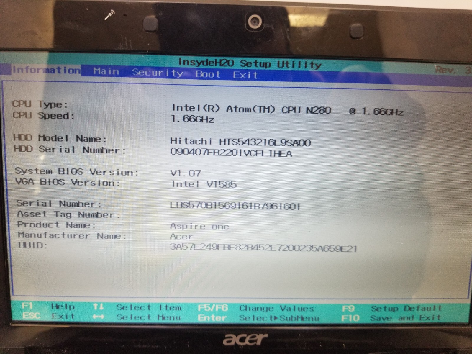 10.1” Acer Aspire One Netbook Laptop Atom N280 @1.66GHz 2GB RAM 160GB HDD